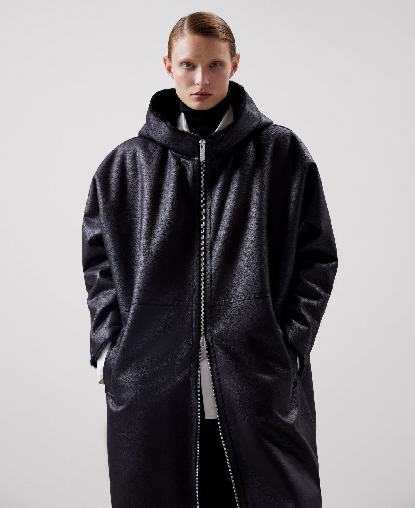 Leather textured coat image number 0
