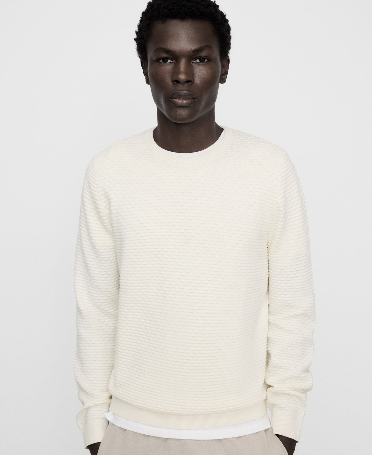 Organic cotton structured knit sweater image number 0