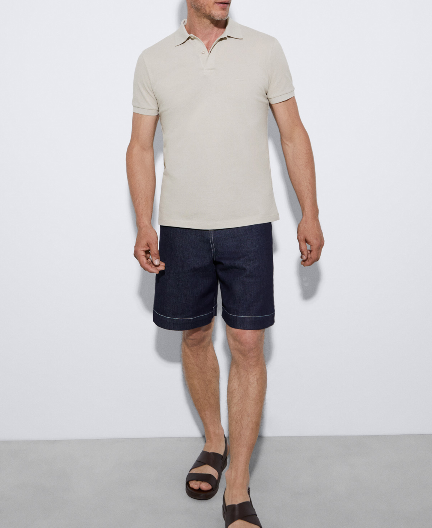 Cotton pique two button polo shirt image number 1