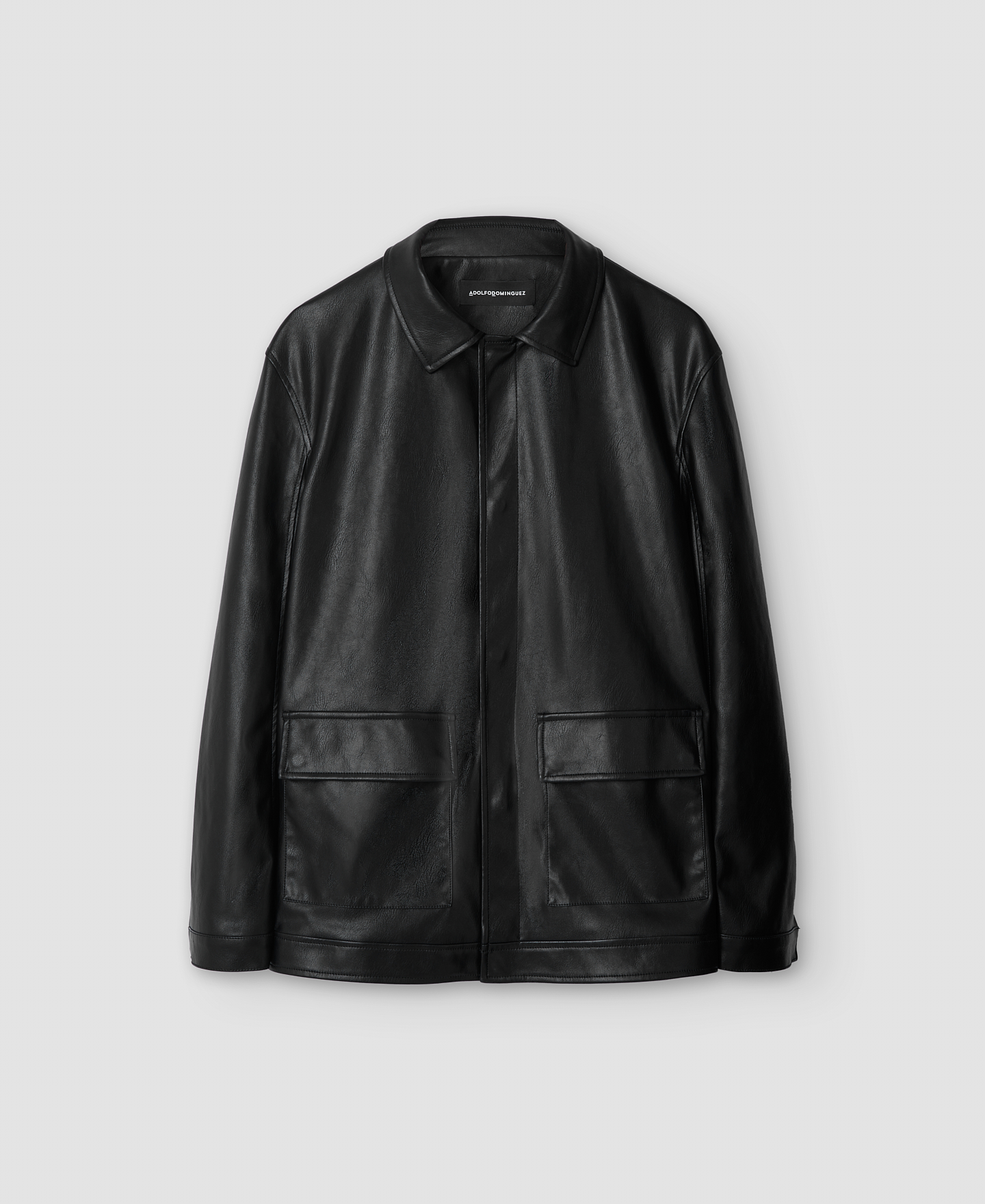 Black non-leather leather jacket for man image number 0