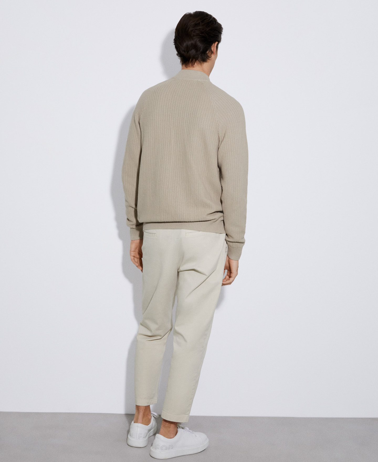 crew neck jacket with central zip image number 2