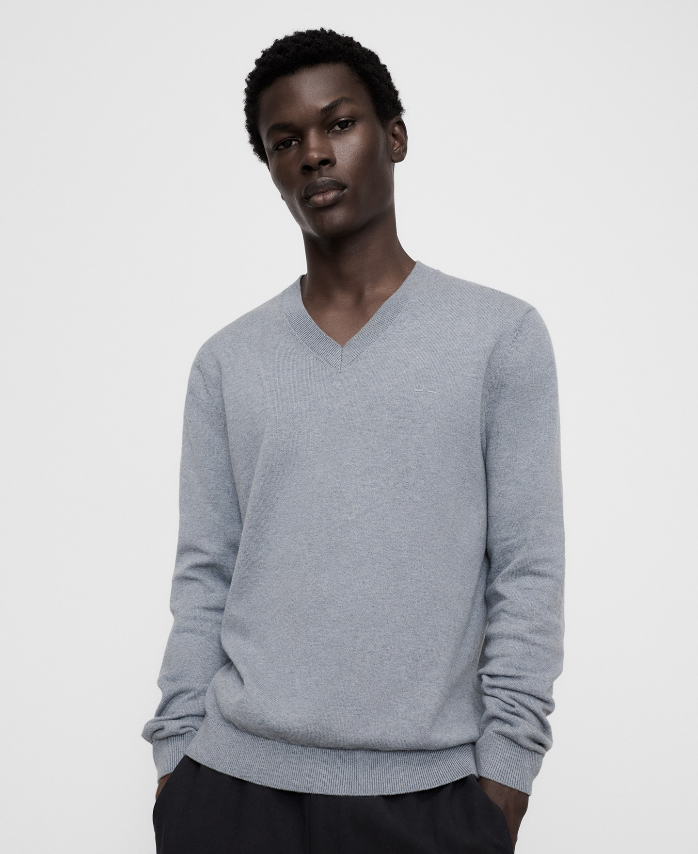 Wool and cotton V-neck sweater image number 0