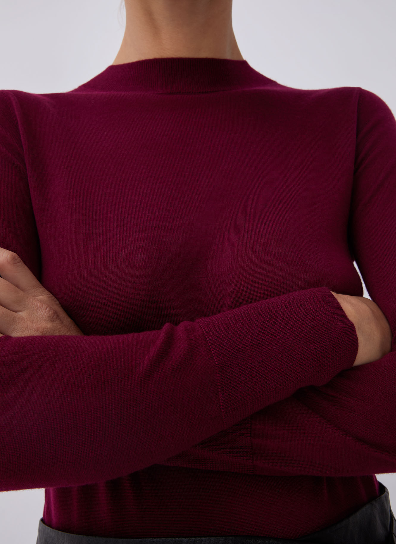Merino wool perkins neck sweater image number 2