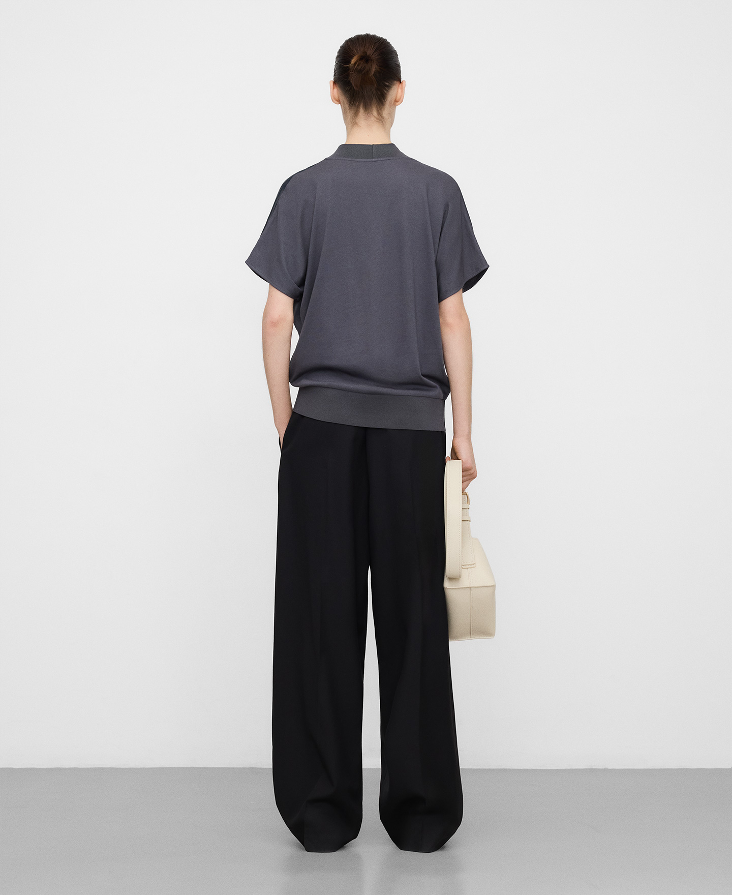 Double-fabric V-neck T-shirt image number 2