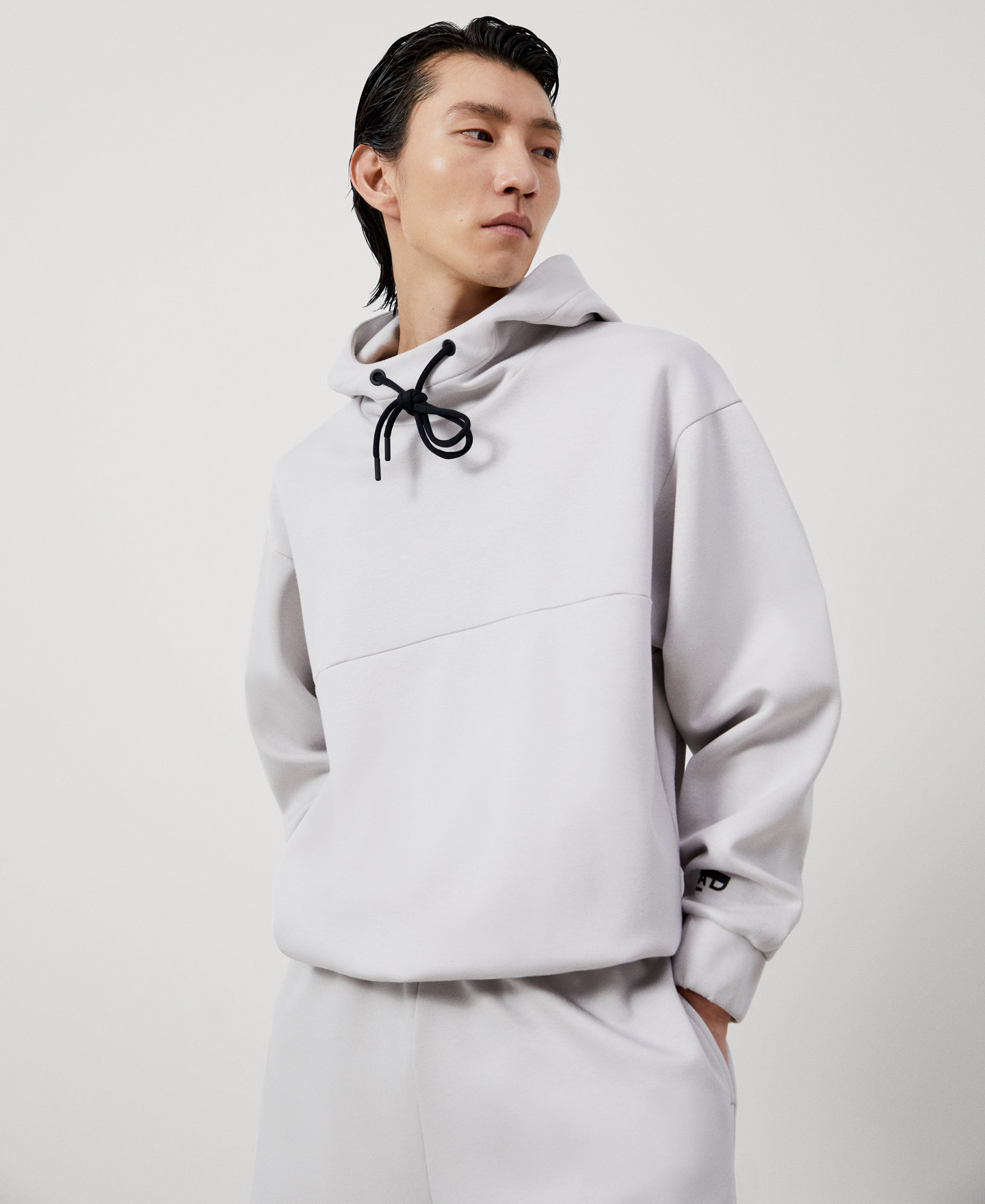 Turtleneck viscose hooded sweatshirt image number 0
