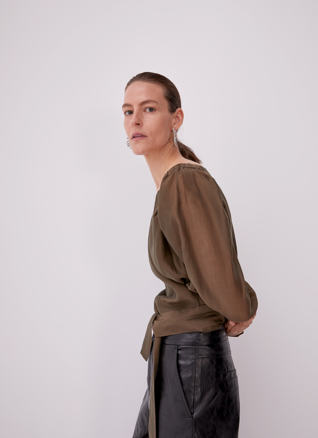 Wrap shirt with belt image number 3
