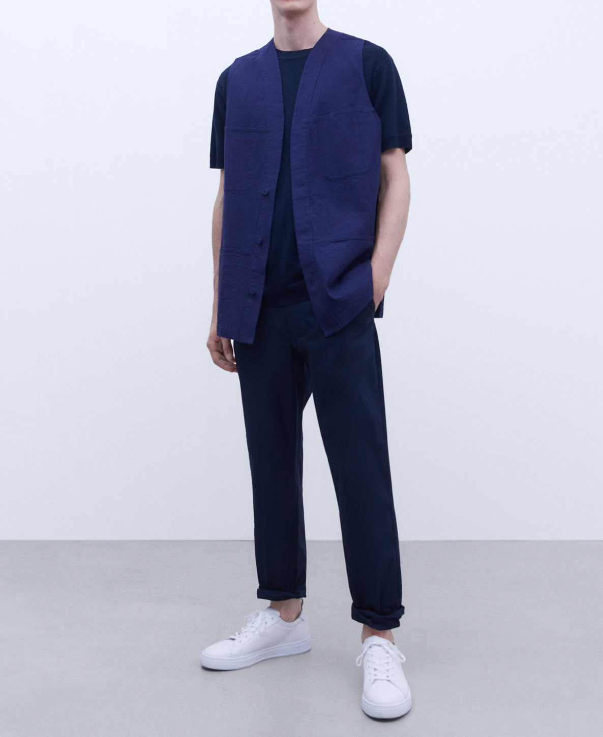 Cotton poplin straight trousers image number 1