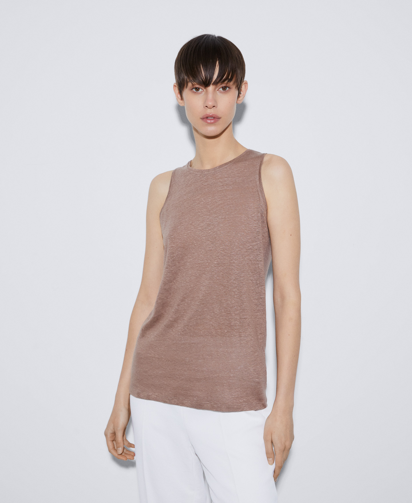 Camiseta tank en lino image number 0