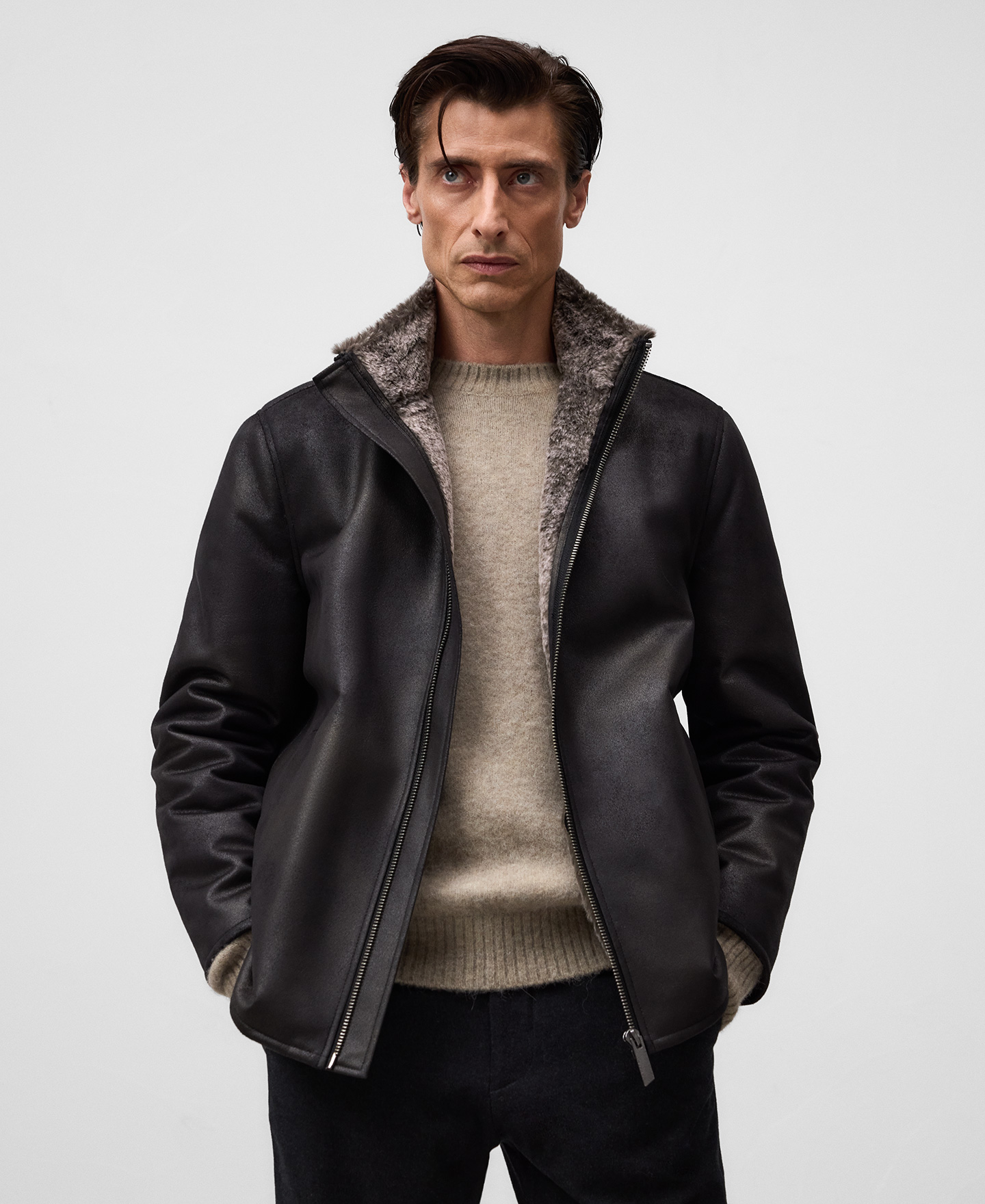 Non-Leather band collar jacket man image number 0