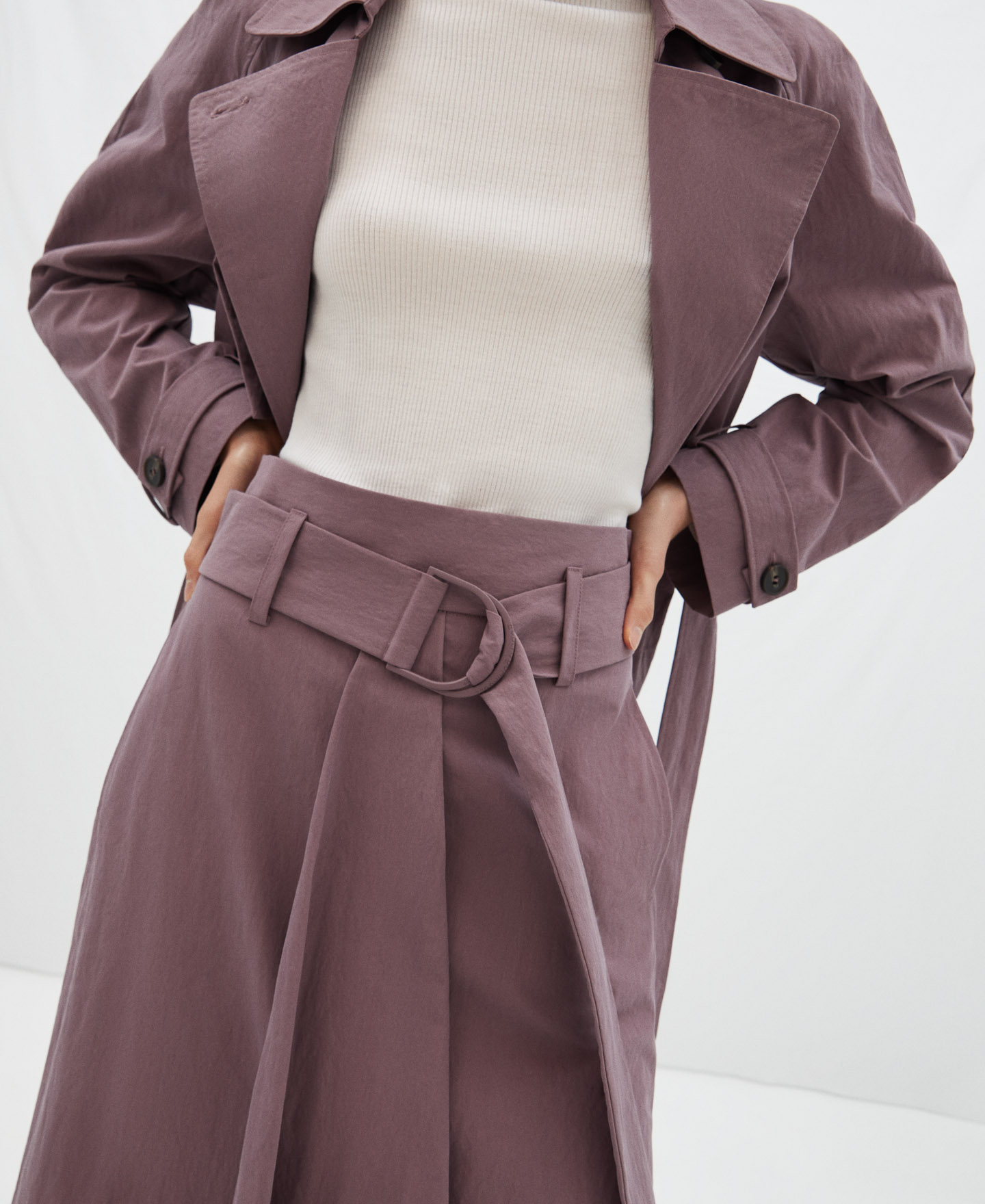 Cotton and nylon belted skirt image number 3