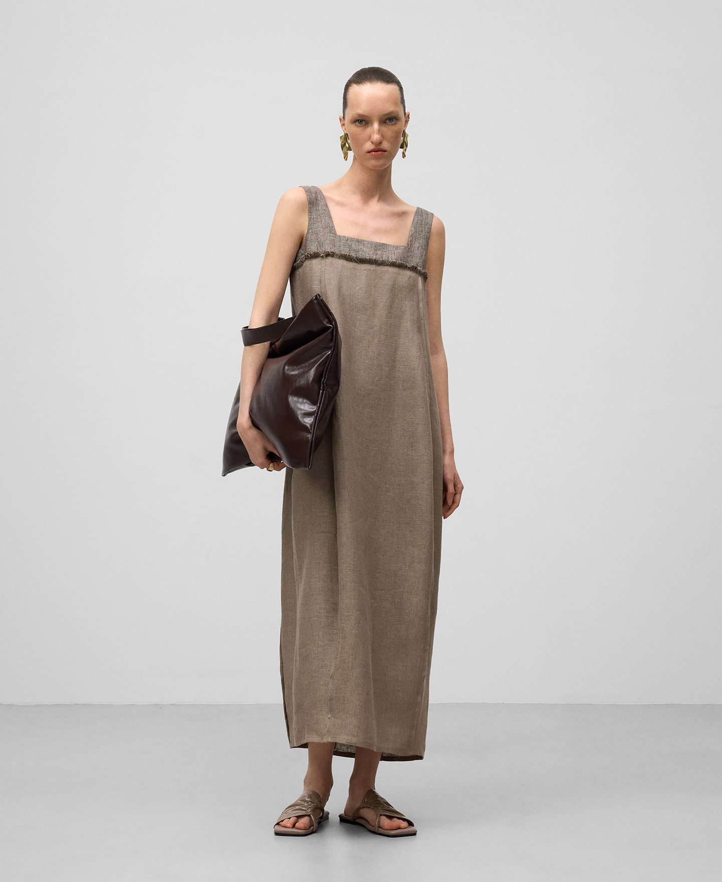 European linen midi dress woman image number 1