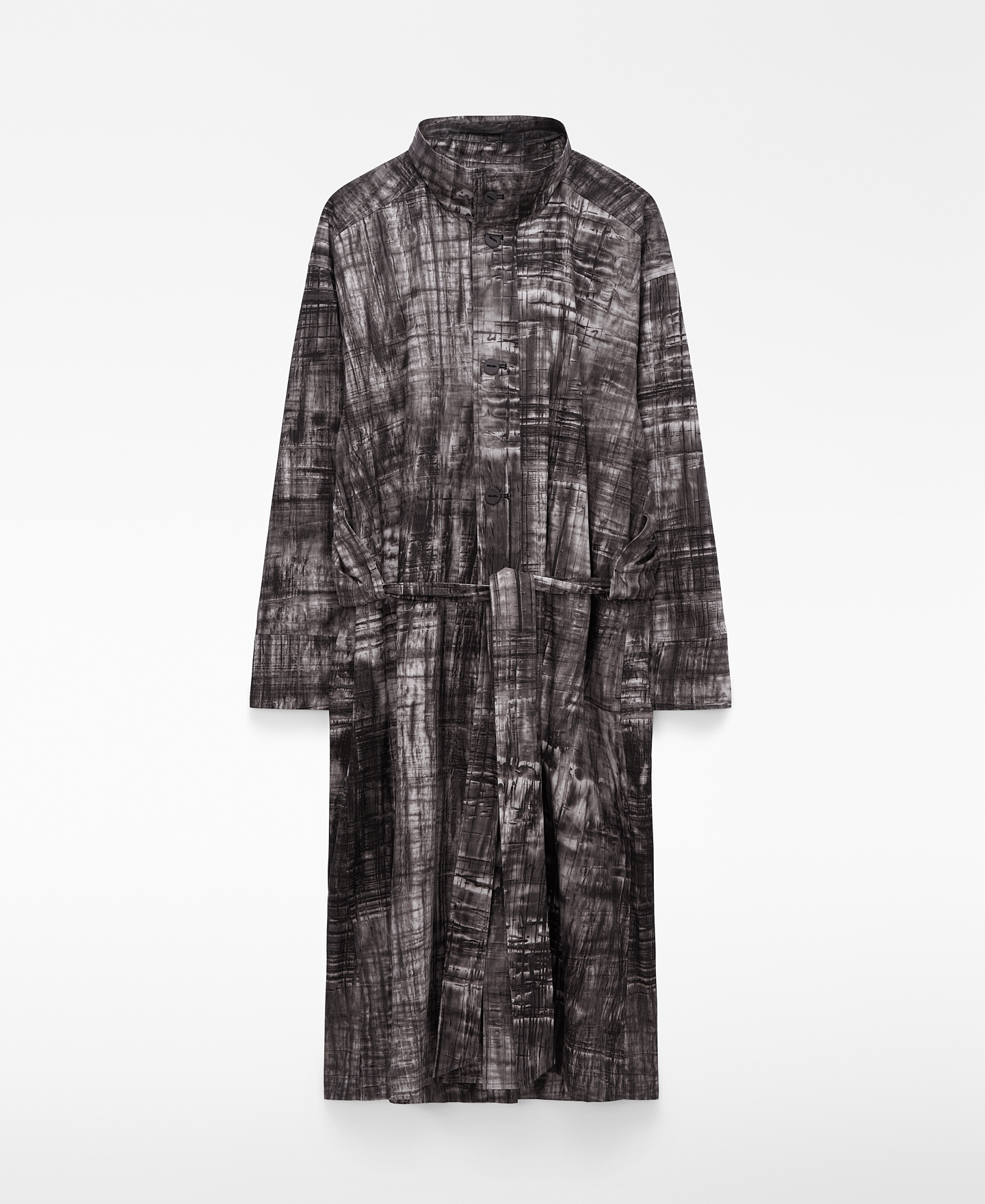 Gabardina oversize estampada con capa image number 6