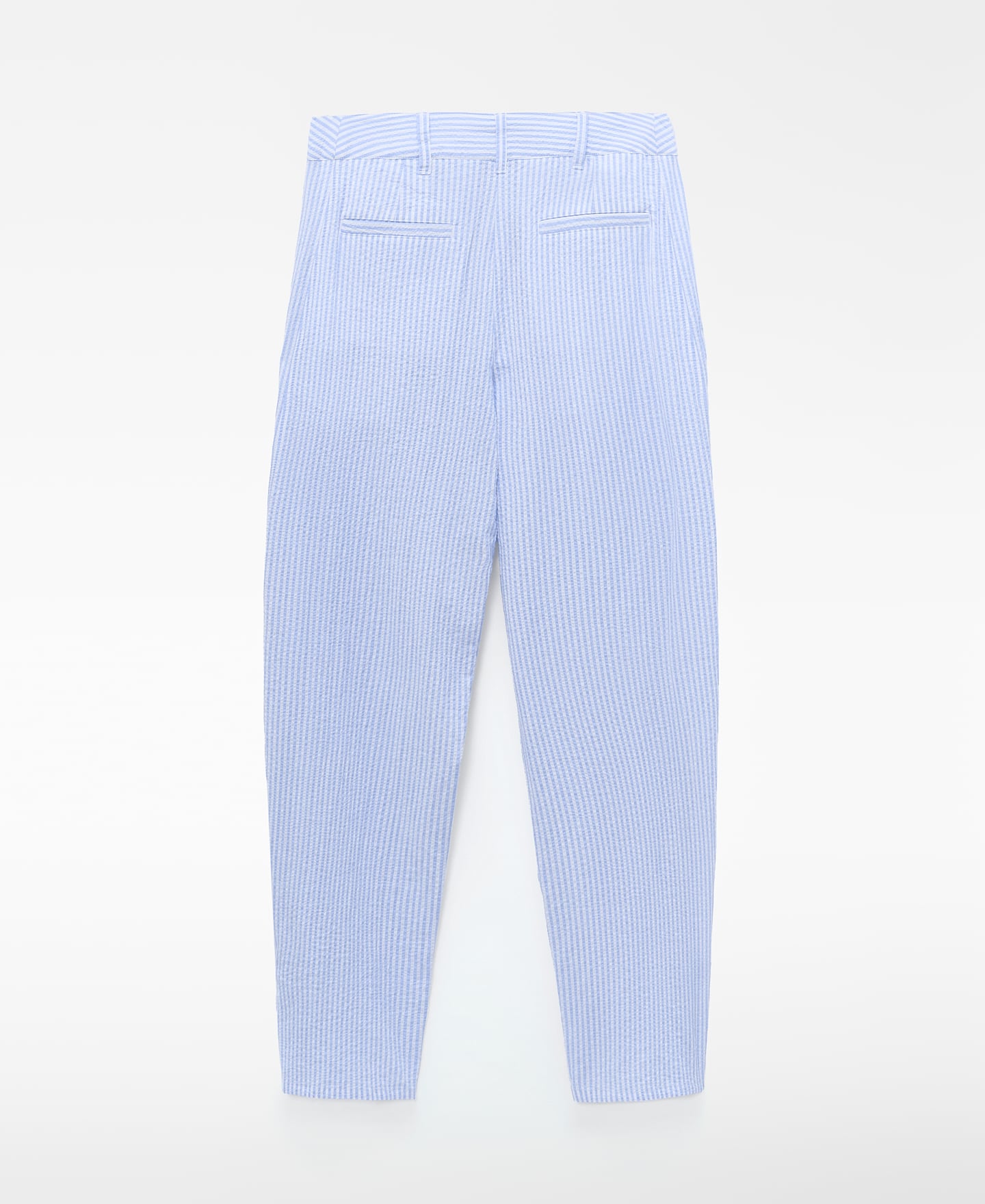 Seersucker striped barrel fit trousers image number 5