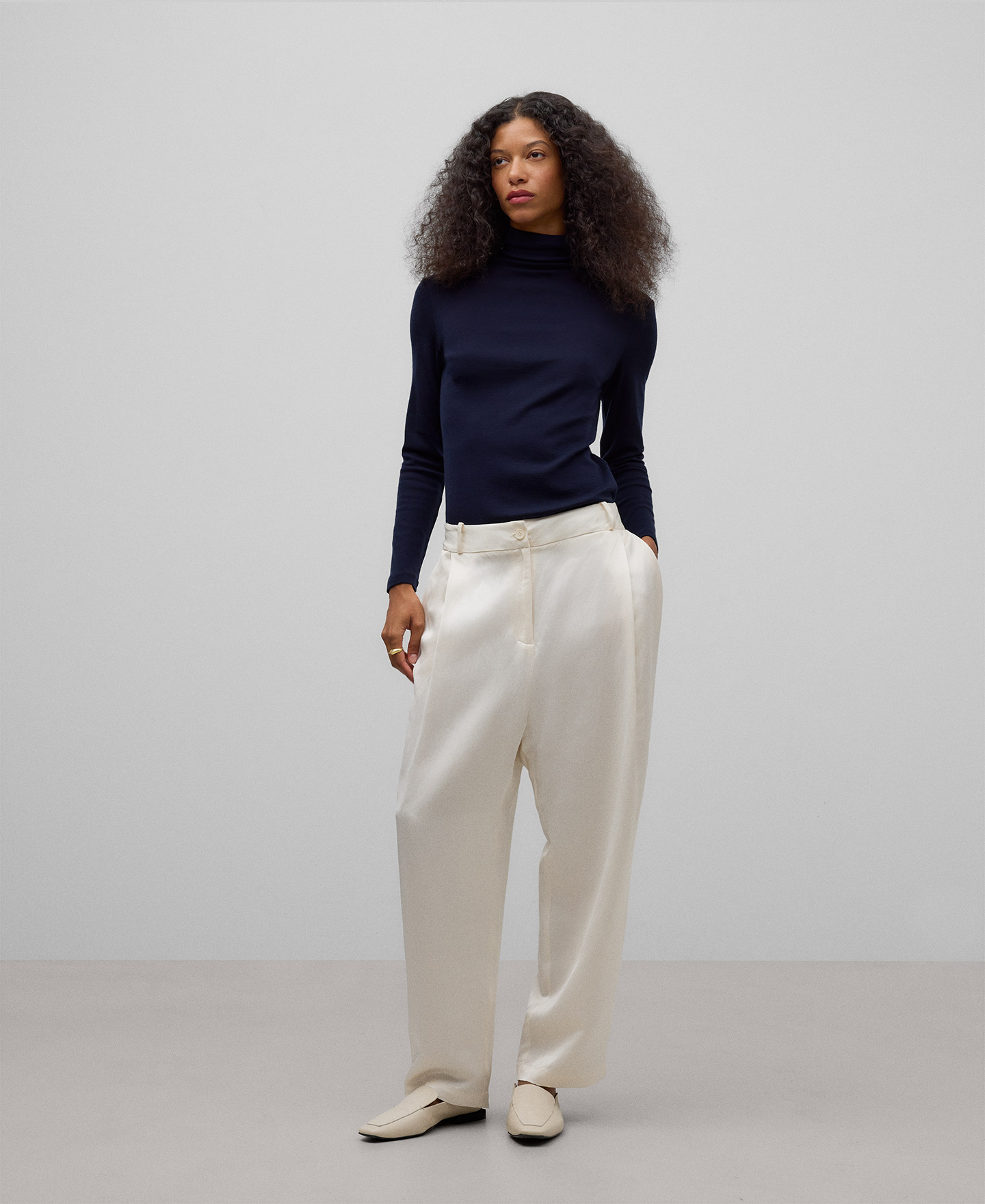 High neck merino wool T-shirt woman image number 1