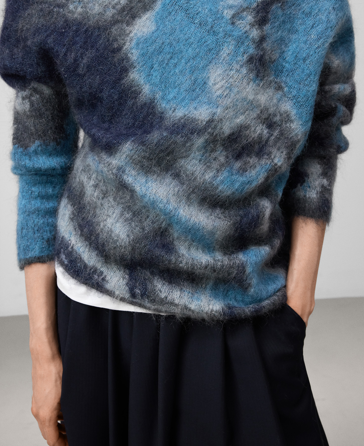 Jacquard knit asymmetrical sweater woman image number 3
