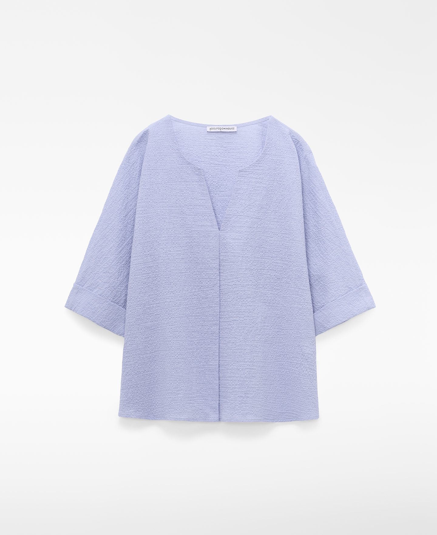 Cotton seersucker V-neckline blouse image number 4