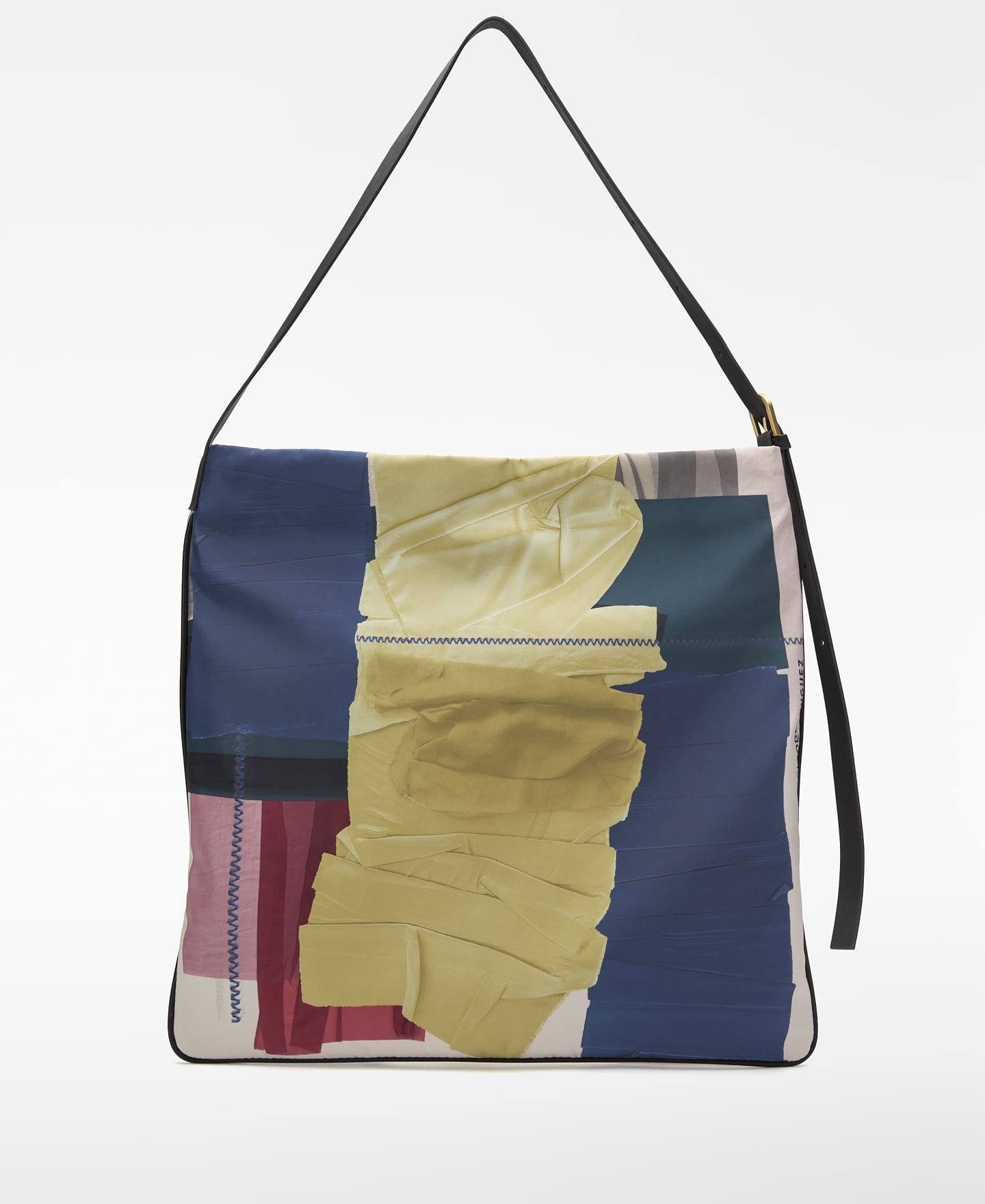 Printed fabric flat hobo bag image number 0