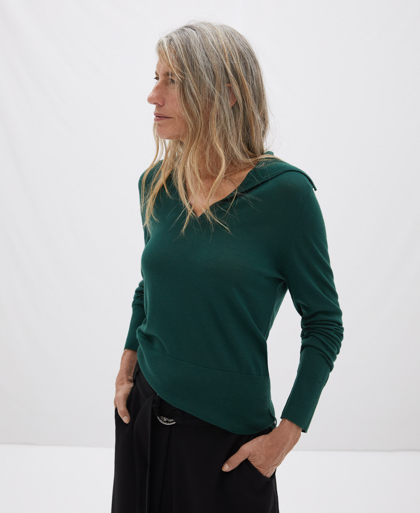 Polo neck sweater in merino wool image number 0