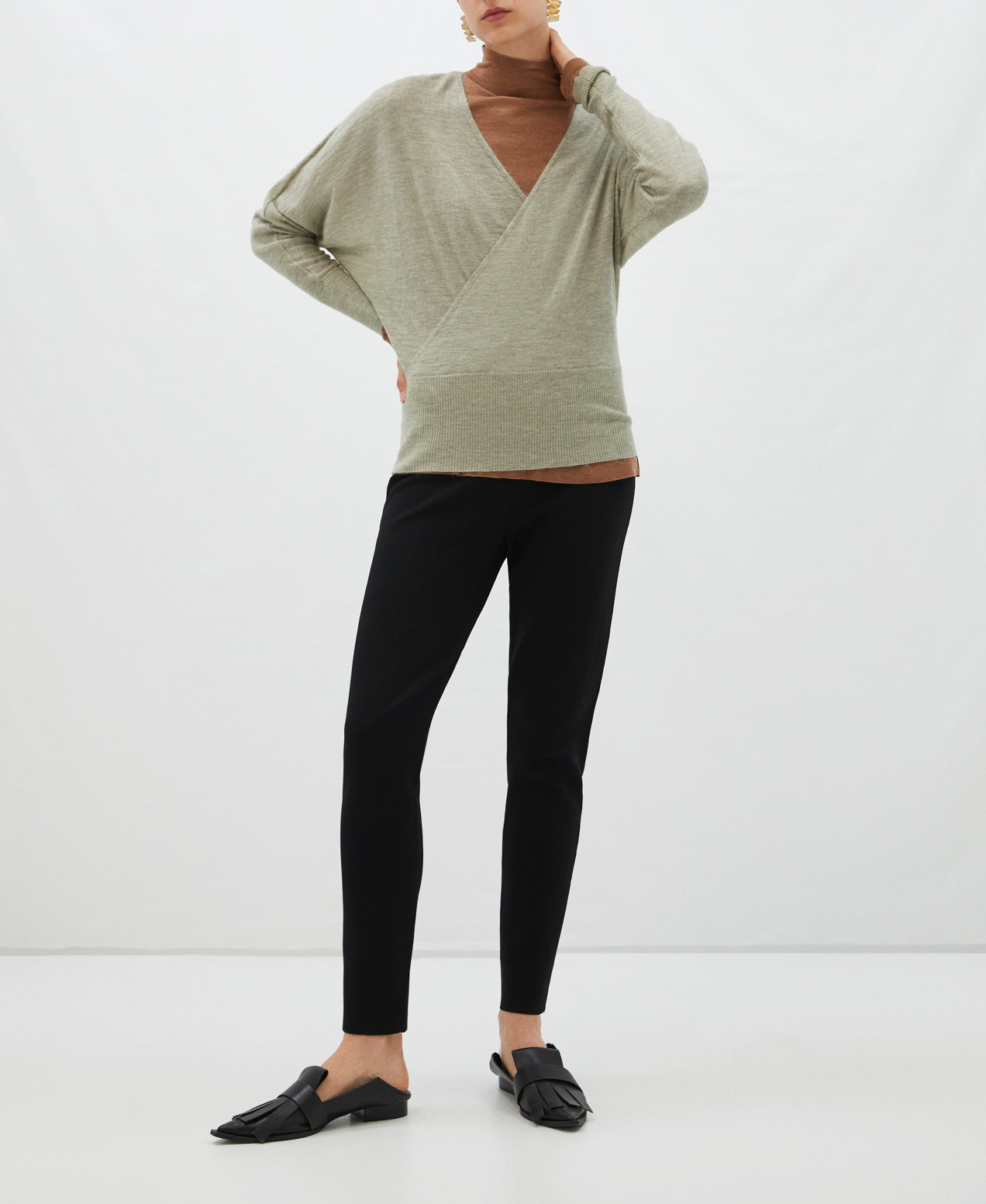 Crossed neckline jumper in mohair image number 1
