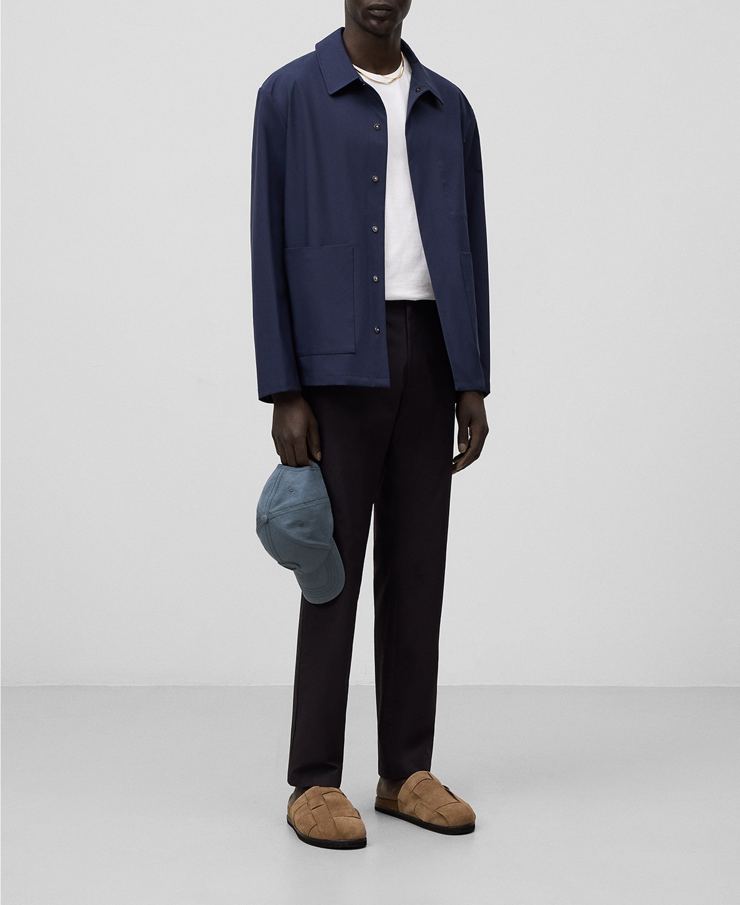 Cotton poplin straight trousers man image number 1