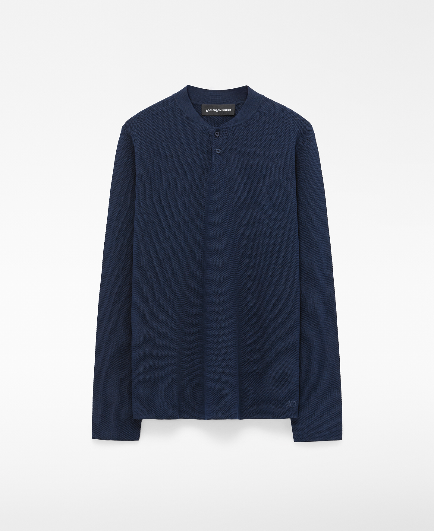 Bomber collar structured knit polo shirt image number 4