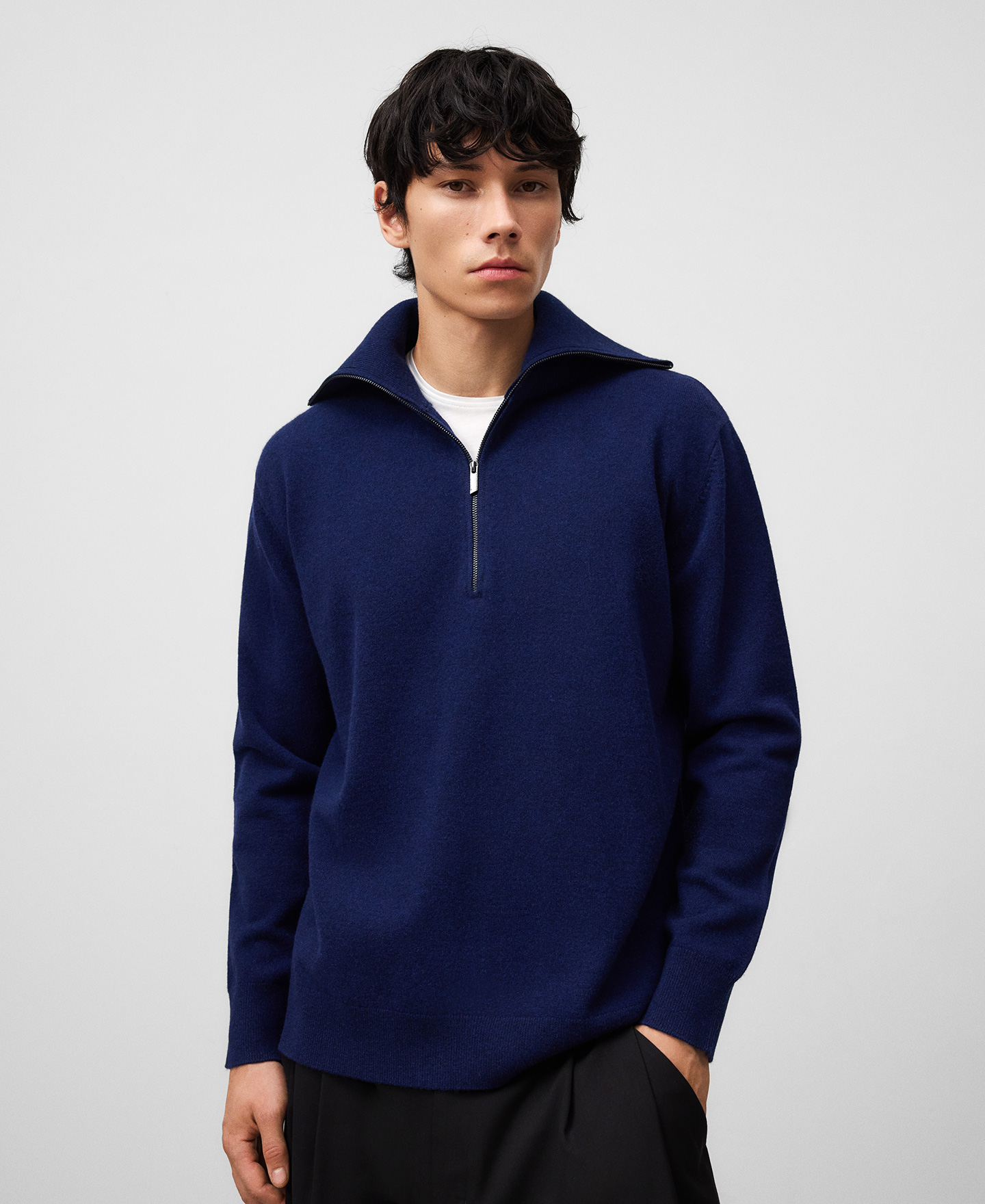 Jersey punto cuello cremallera hombre image number 0