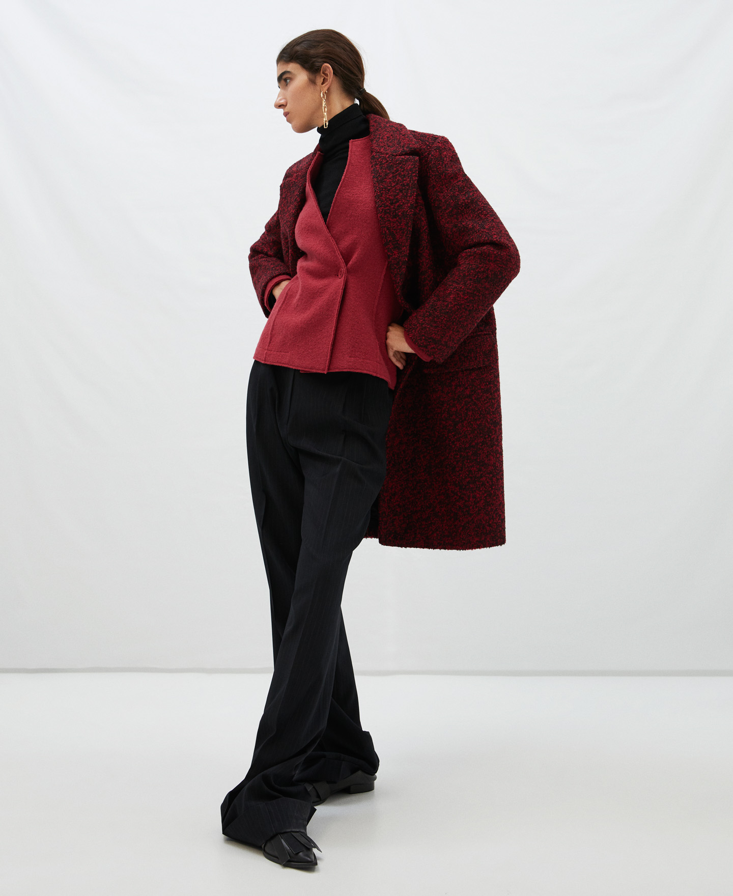Tailored boiled wool coat image number 1