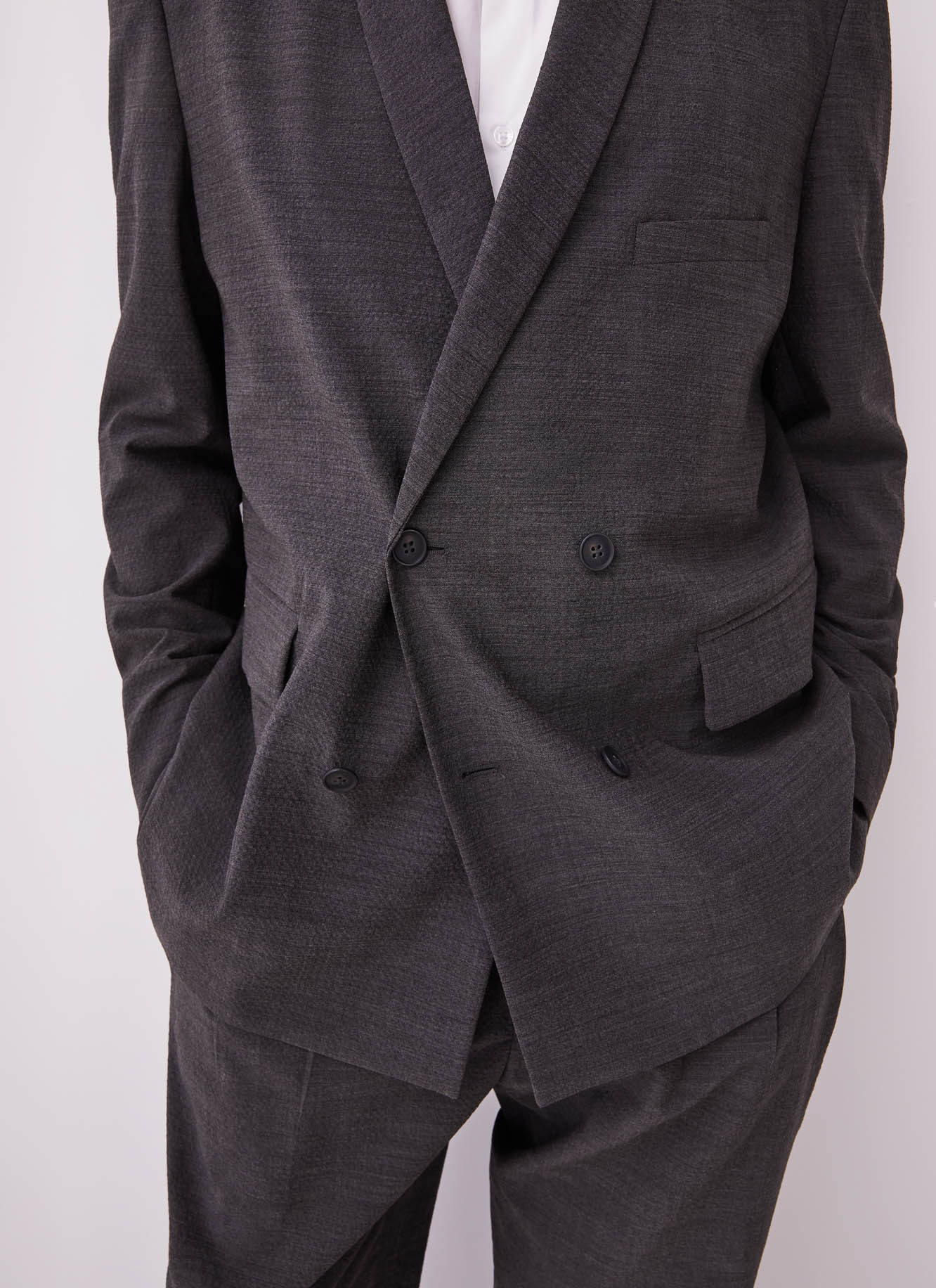 Wrap jacket with smoking collar image number 1