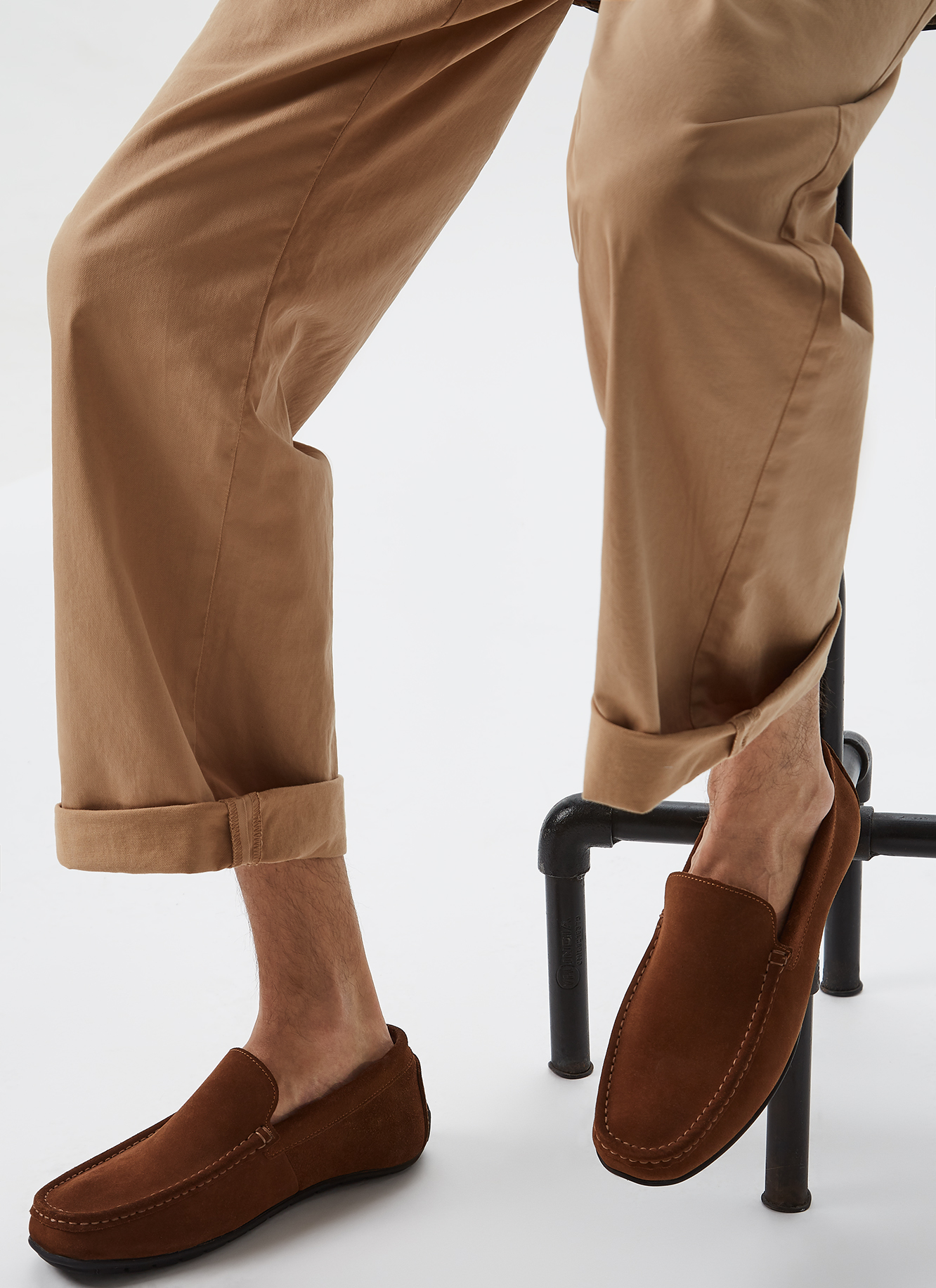 Leather moccasins with rubber sole image number 3