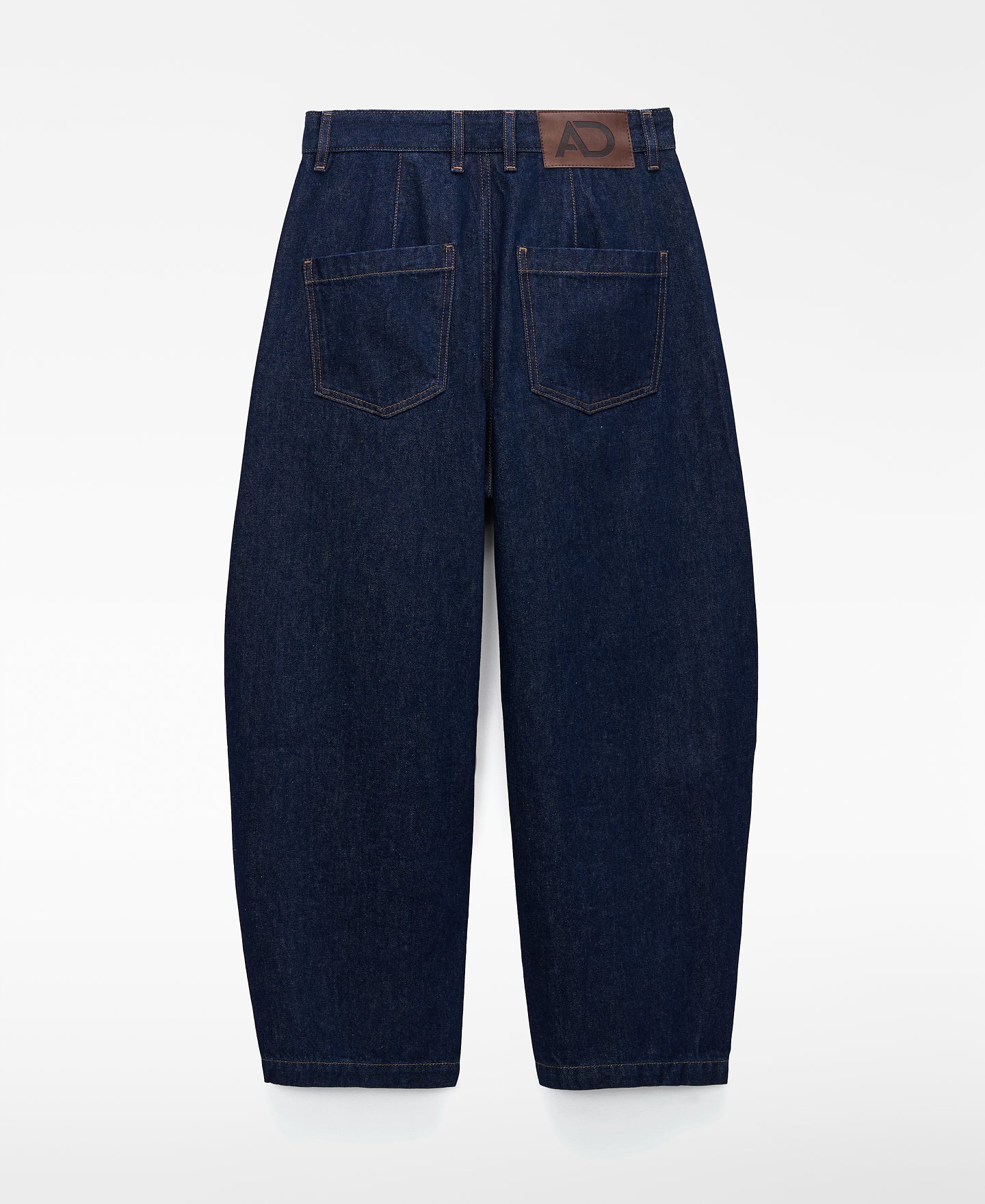 Cotton denim barrel fit trousers woman image number 5