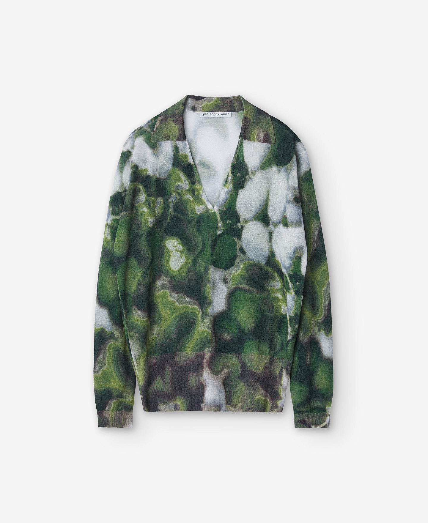 Long sleeve printed polo shirt image number 4