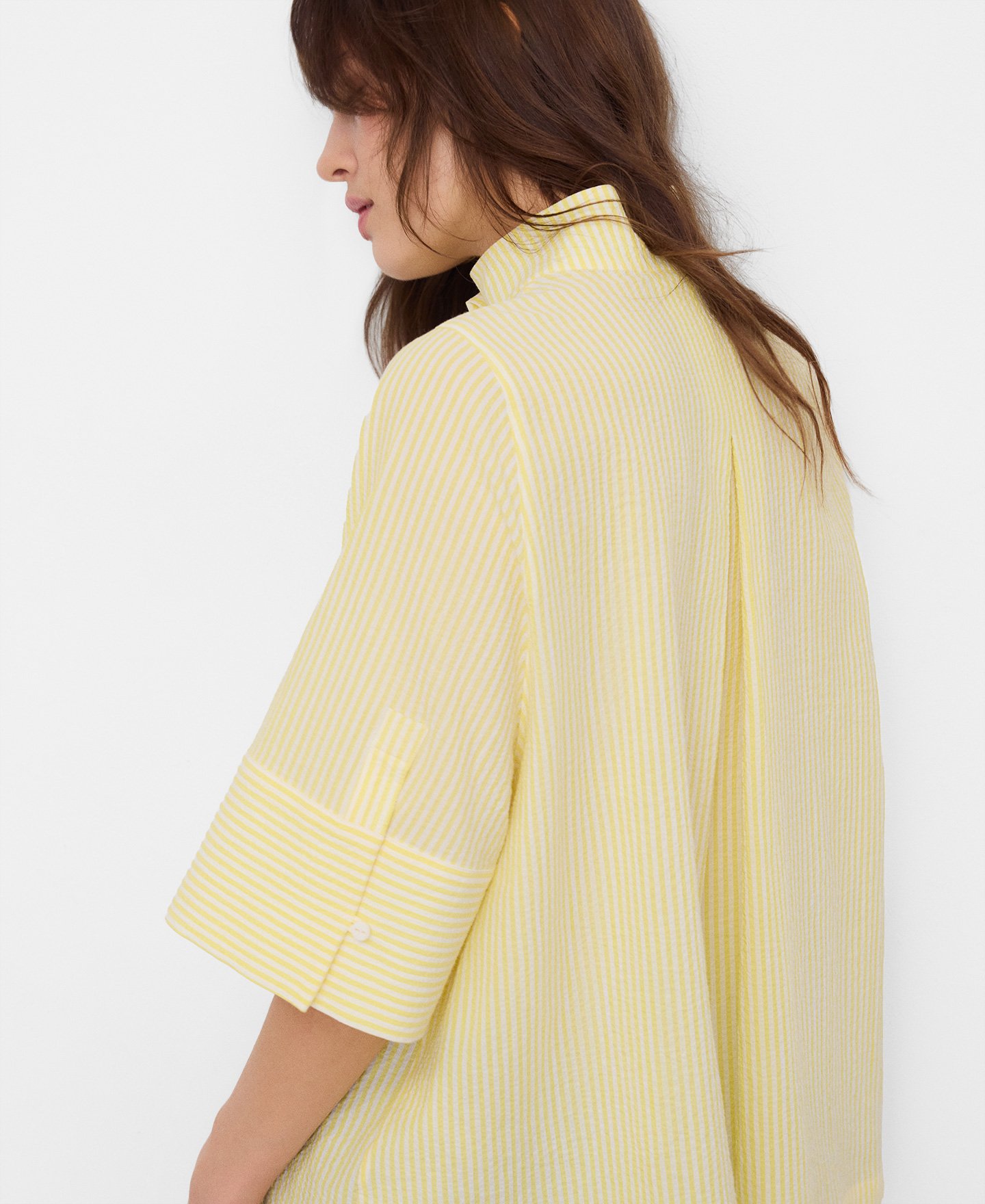 Cotton seersucker striped shirt image number 2