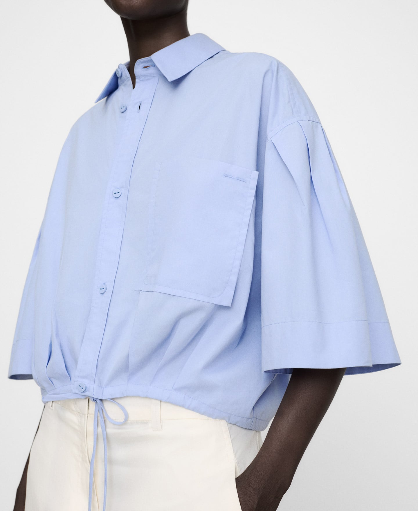 Cotton boxy shirt with adjustable hem image number 3