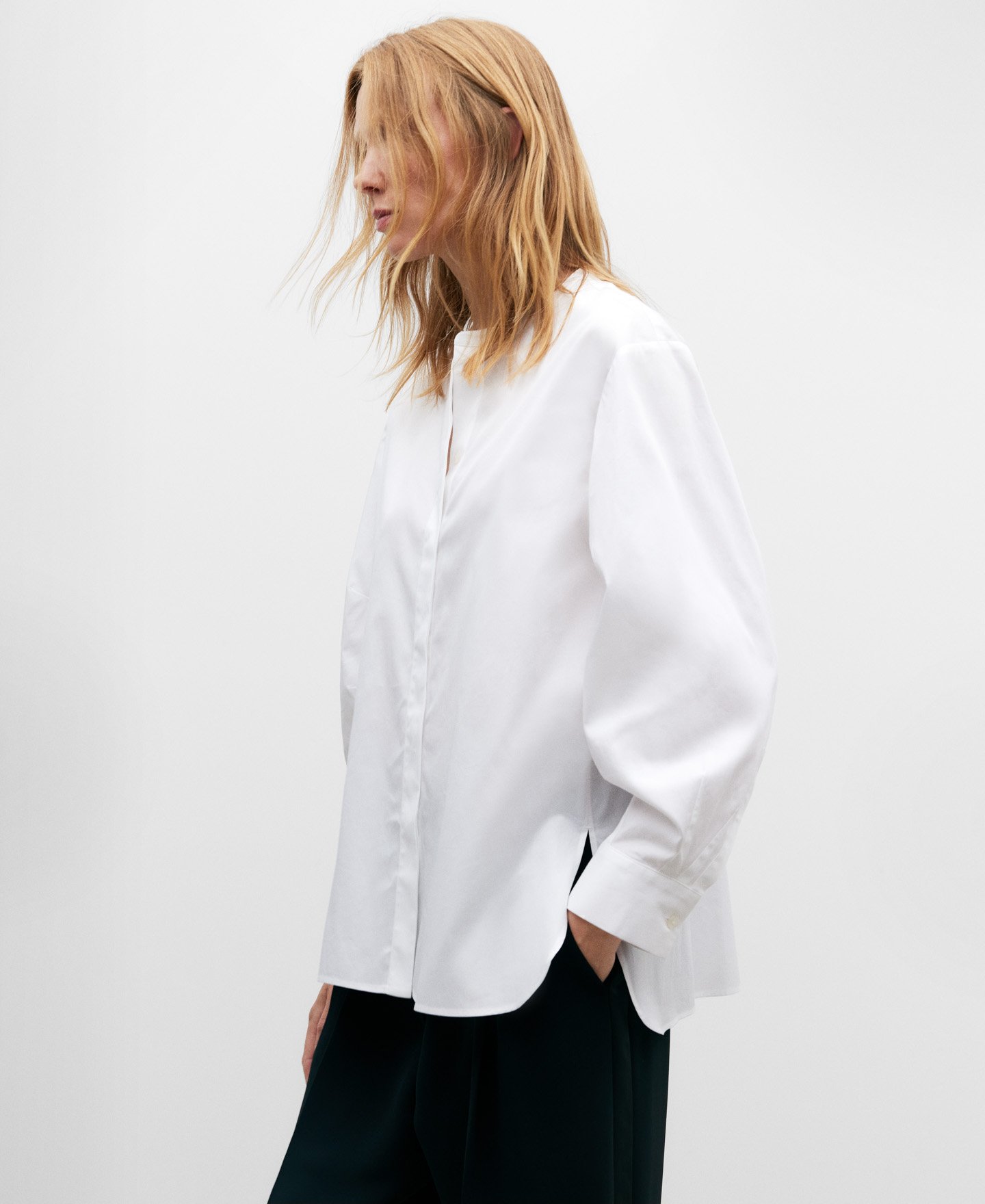 Mandarin collar cotton women shirt image number 0