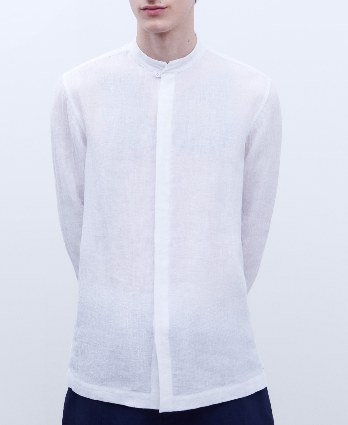 European linen wrinkled texture shirt image number 0