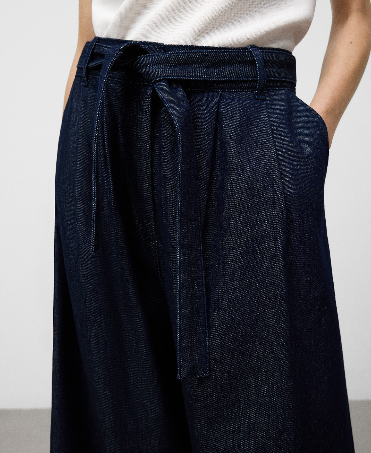 Denim wide leg trousers woman image number 3