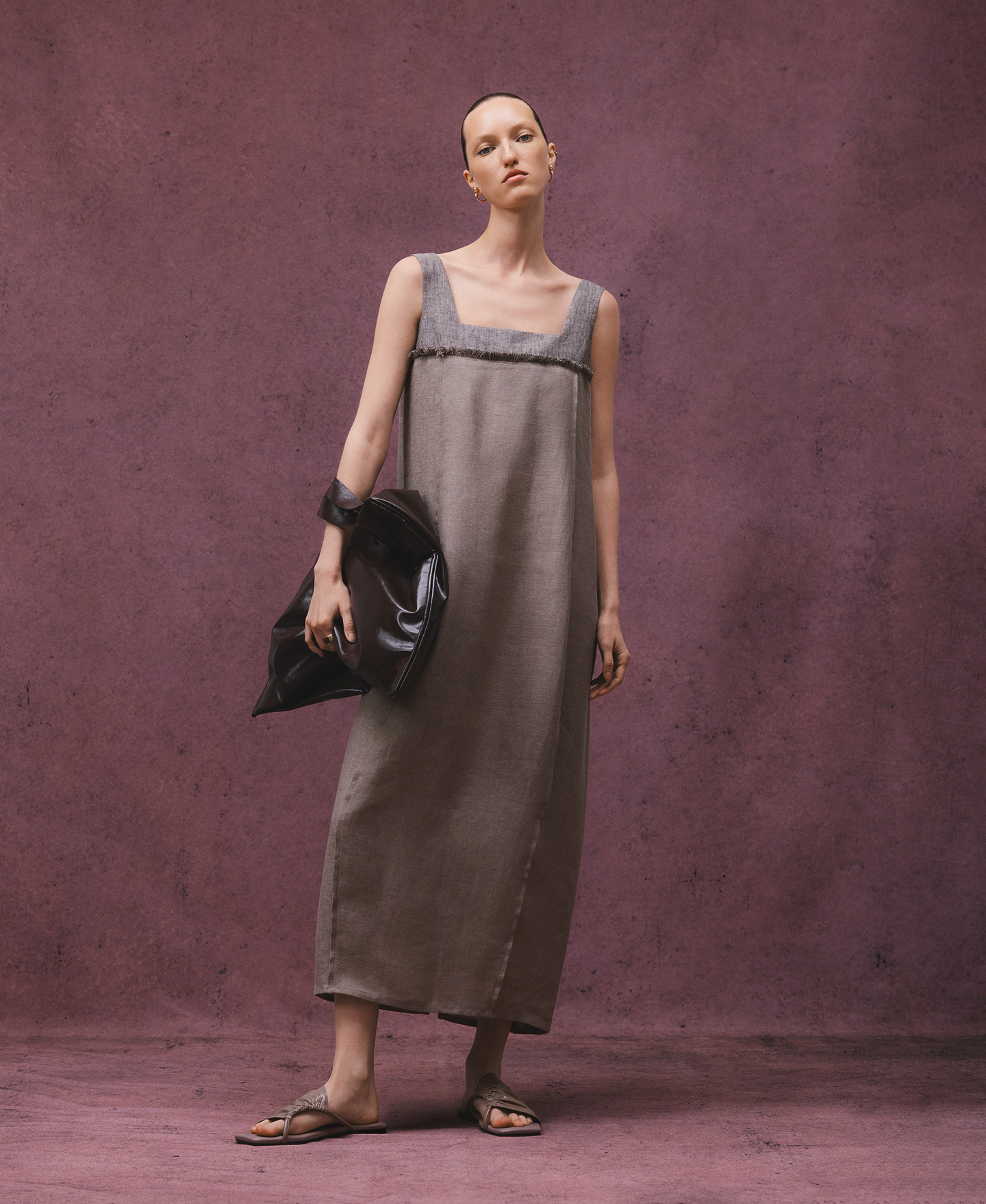 European linen midi dress woman image number 1