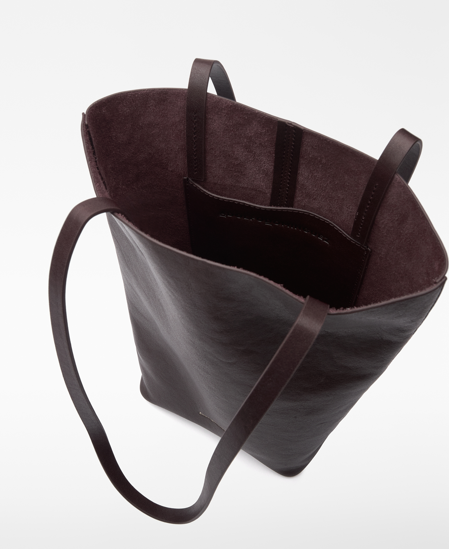 Curved base leather sopper bag woman image number 3