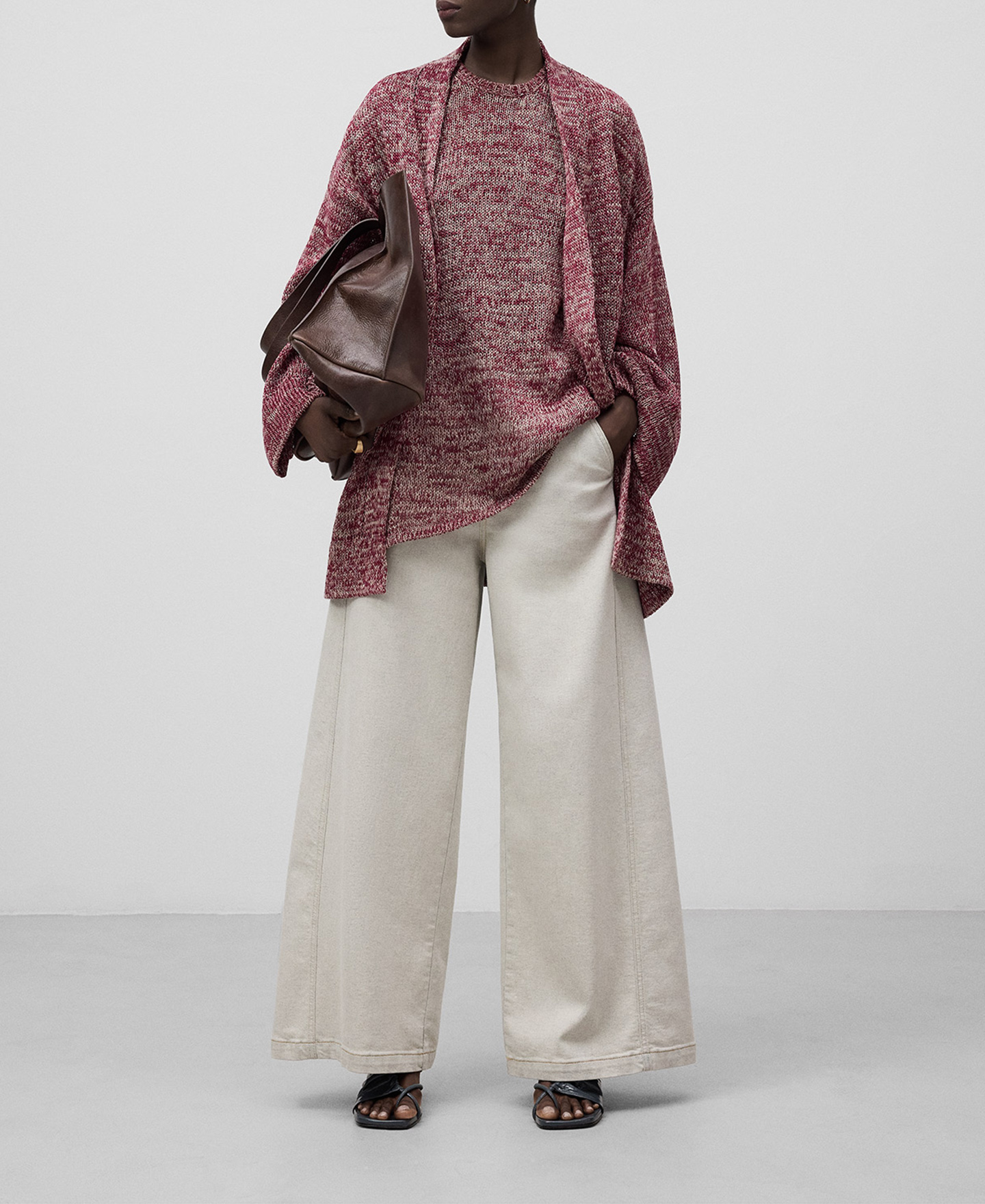 Chaqueta kimono larga punto mujer image number 1