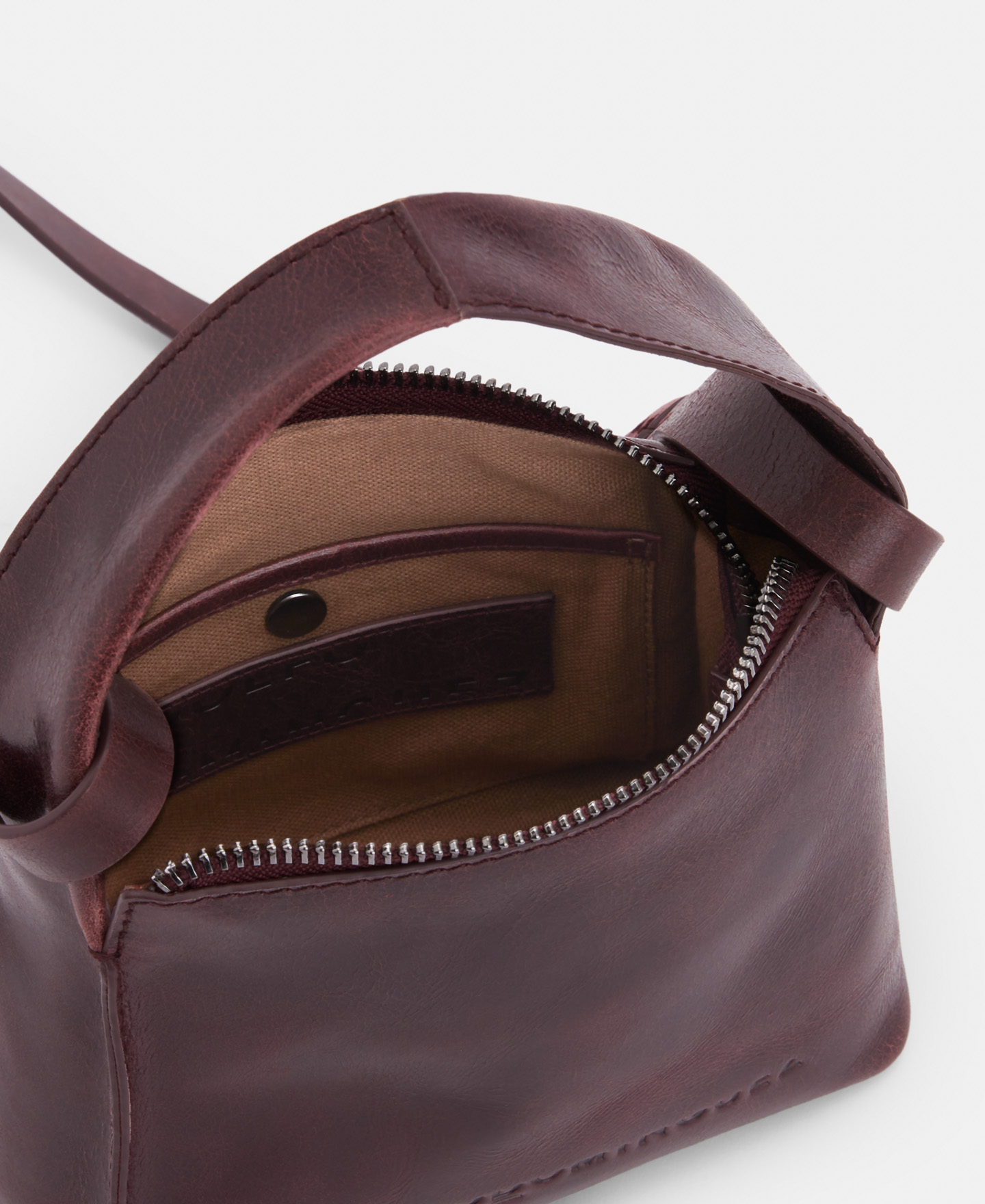Double handle mini hobo bag in leather image number 2