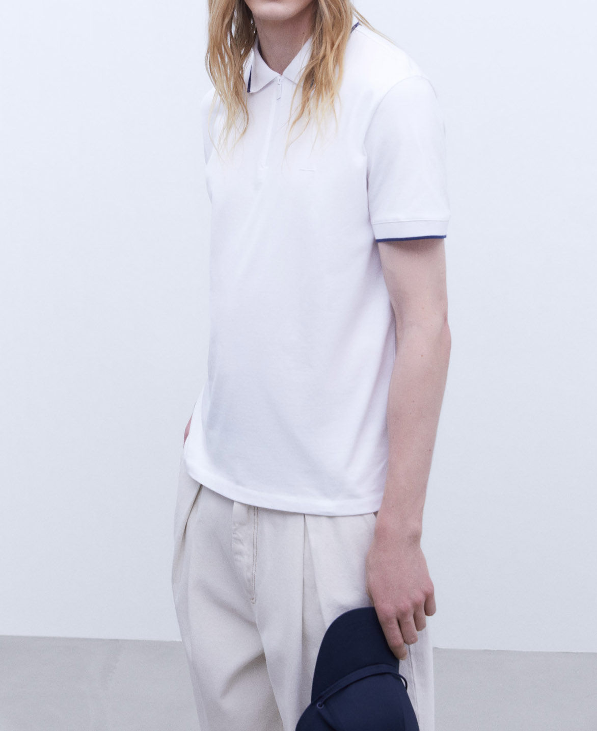 Mercerised cotton ribbed polo shirt image number 0