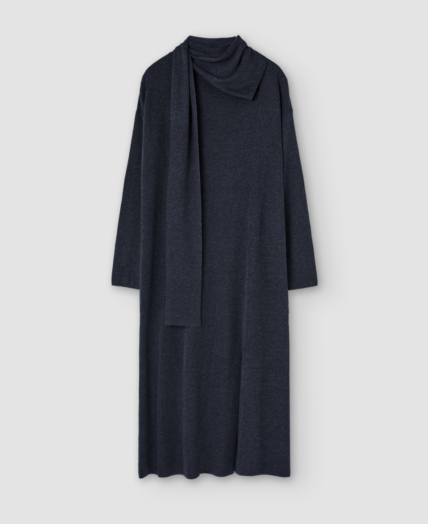 Long scarf-collar dress in lyocell image number 4