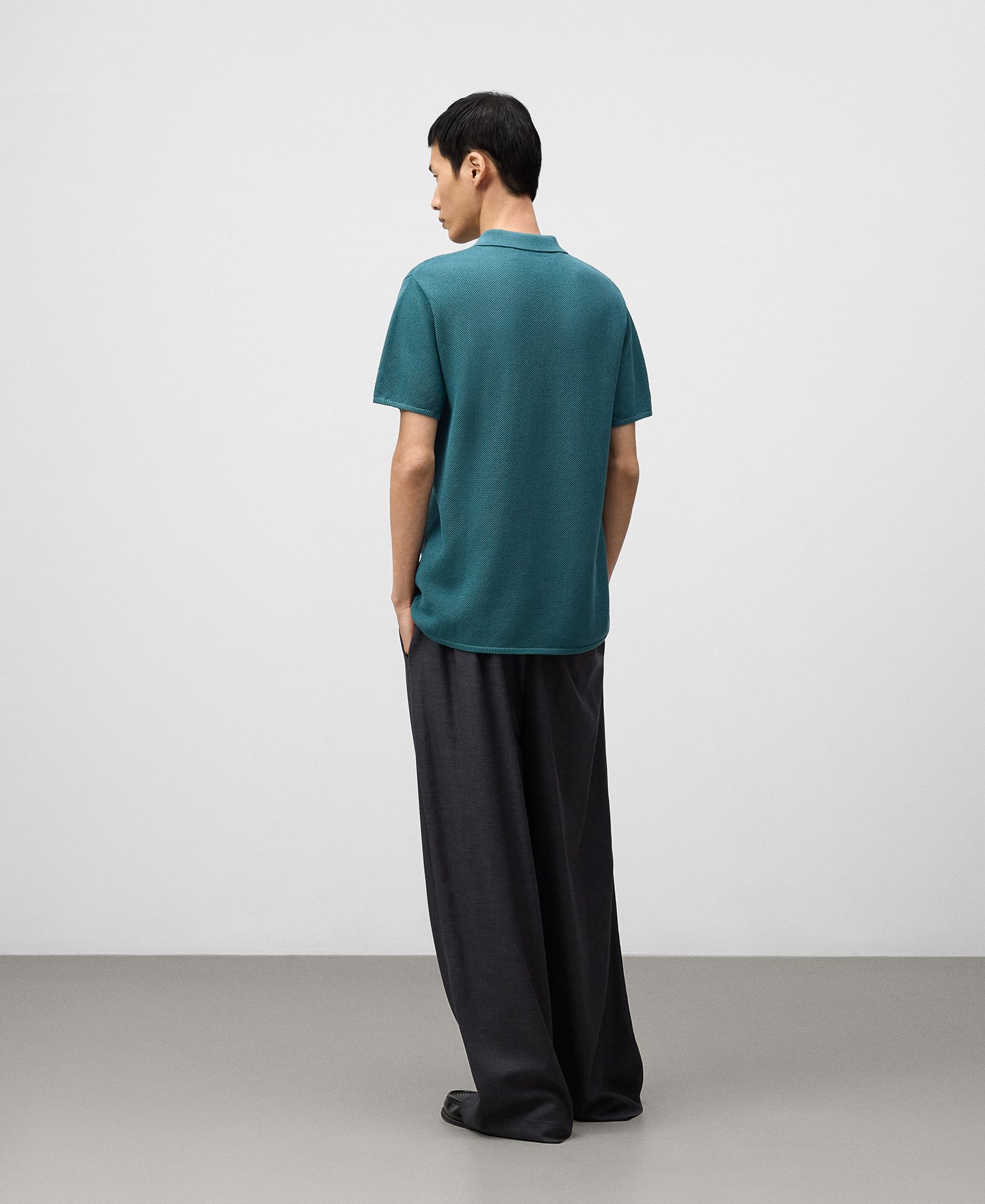 Structured knit regular fit polo man image number 2