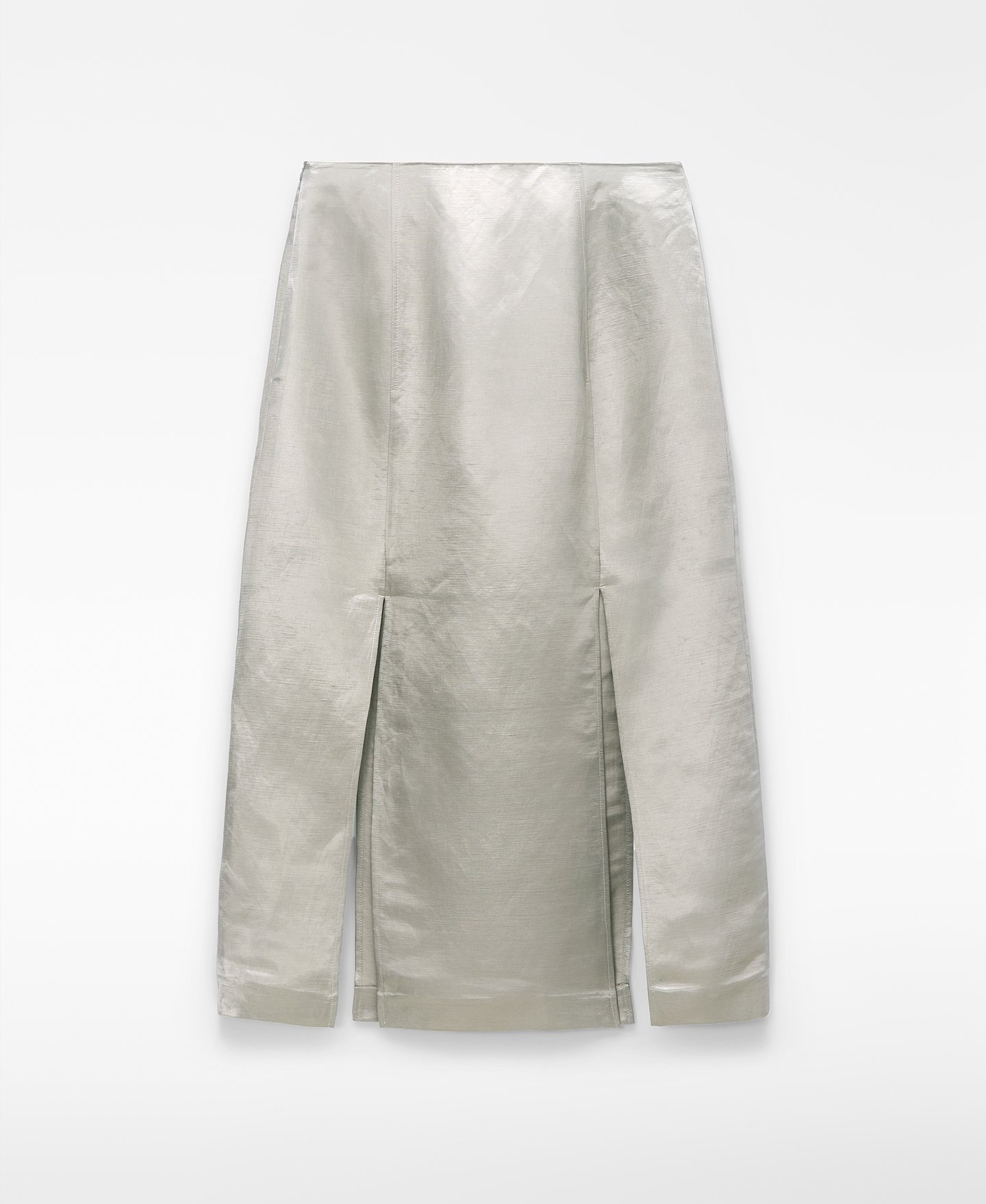 Falda midi satinada aberturas image number 5