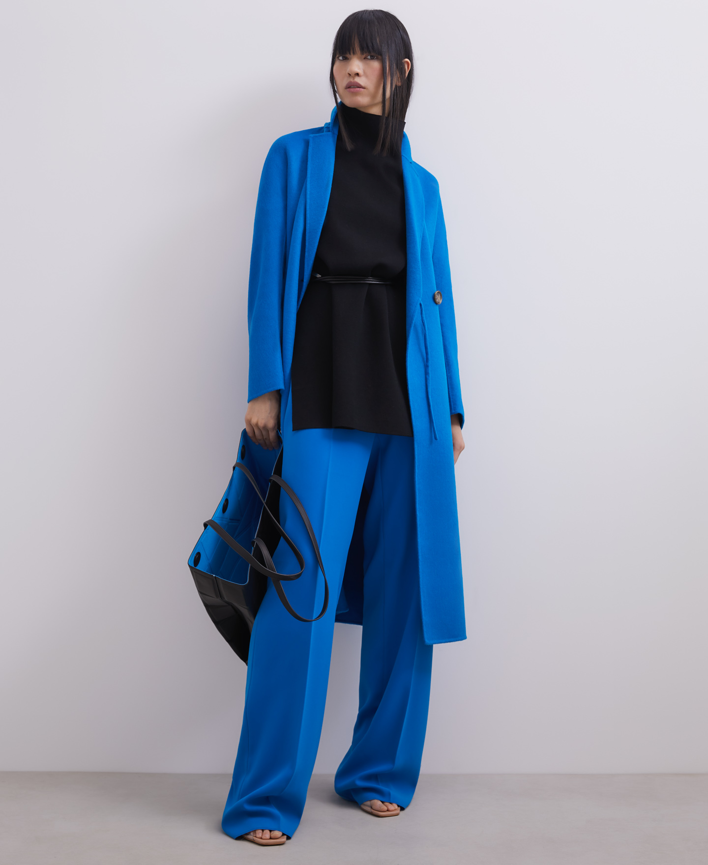 Merino wool double-face long coat image number 3