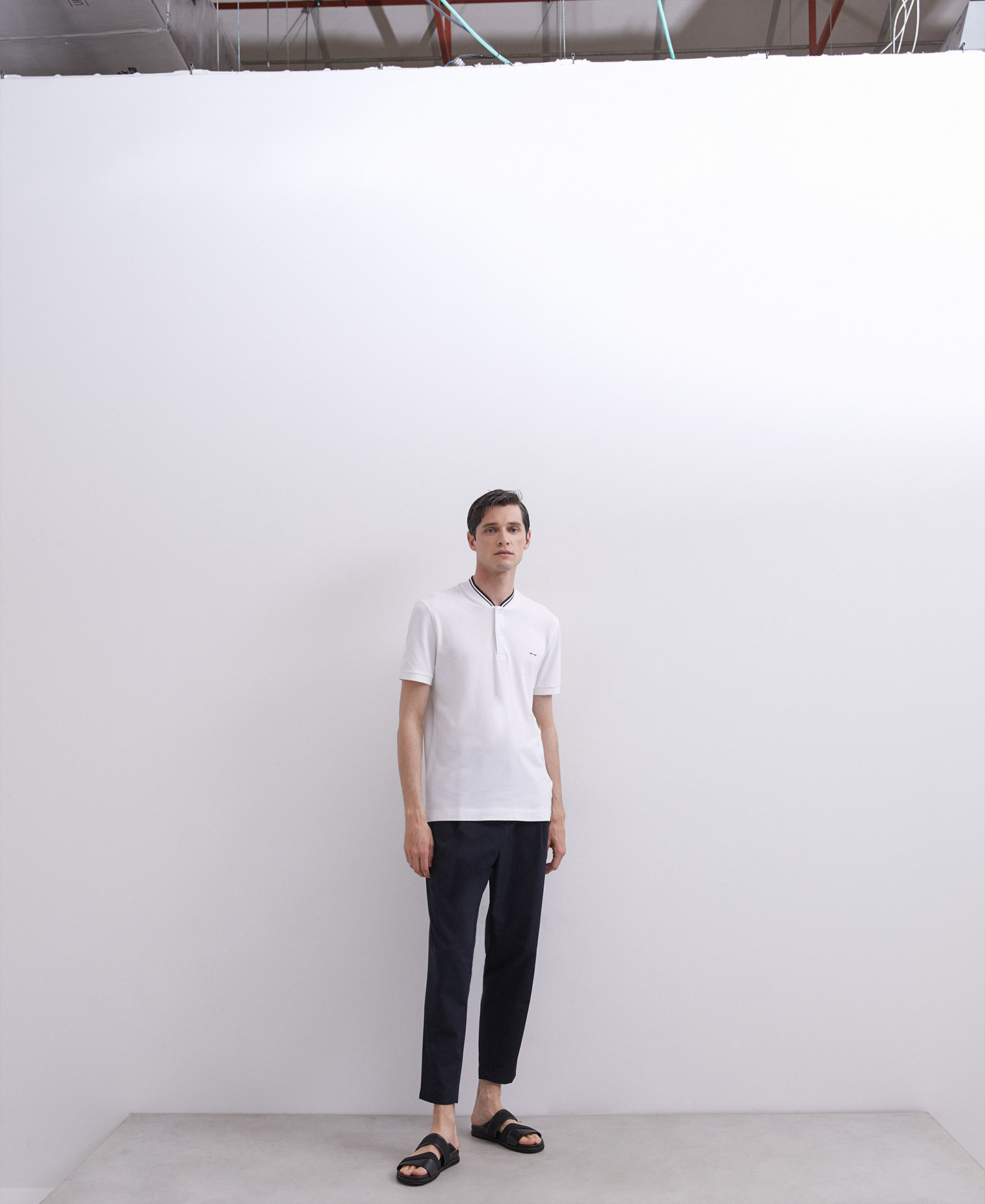 White pique polo shirt image number 0