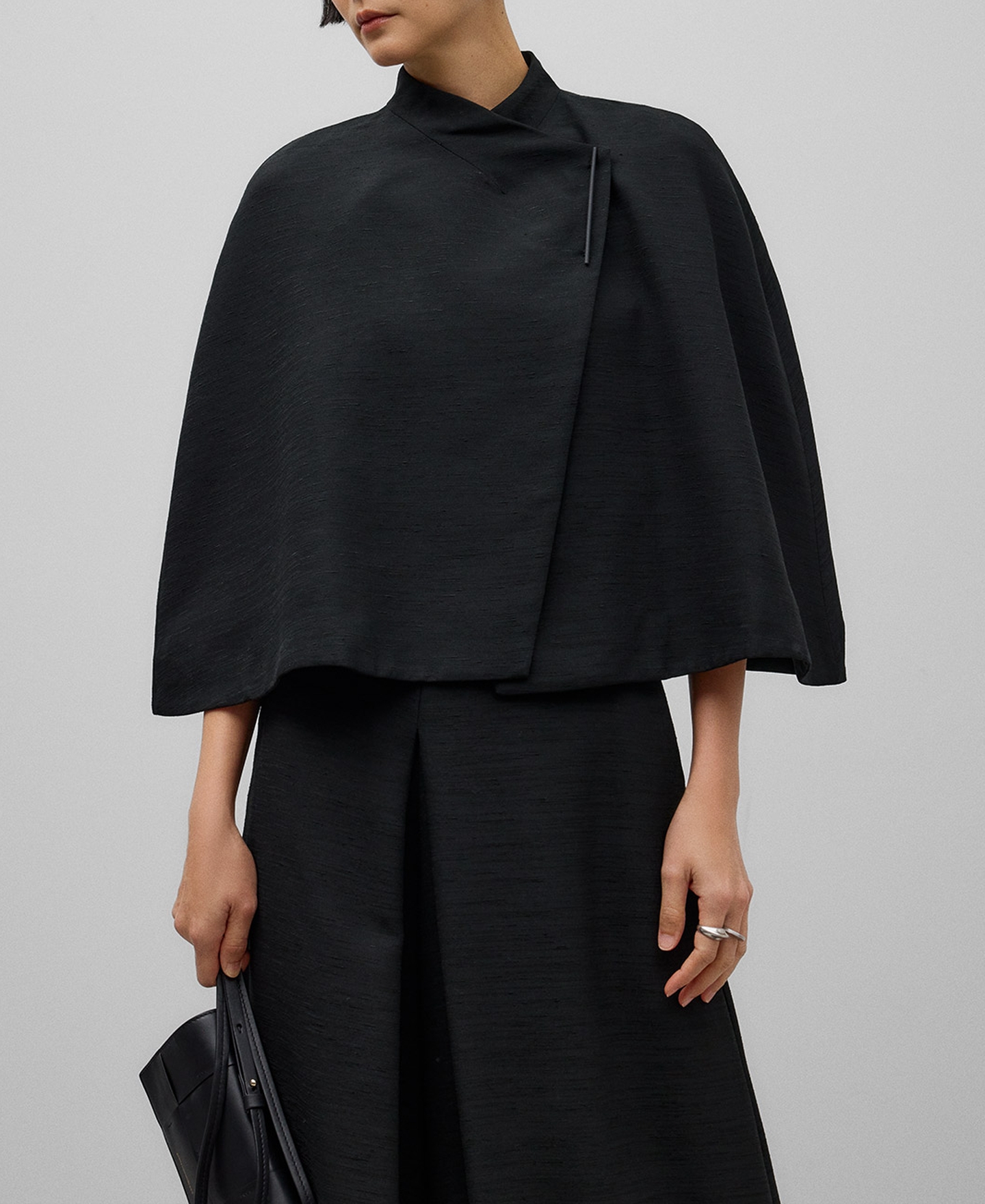 Black cross-front cape woman image number 0