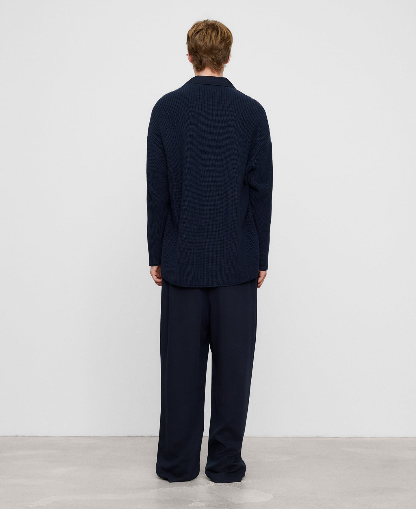 Cotton mixed-fabric oversize shirt image number 2