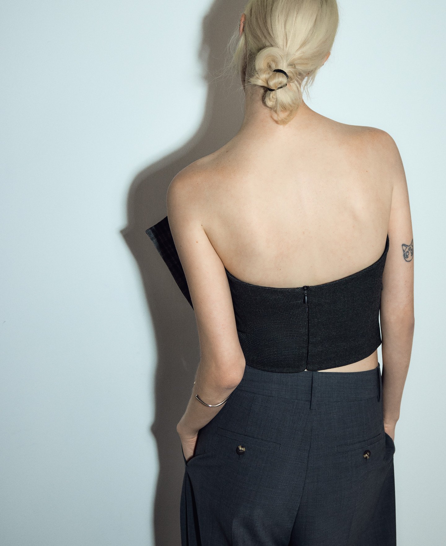 Strapless top with front panel woman image number 2