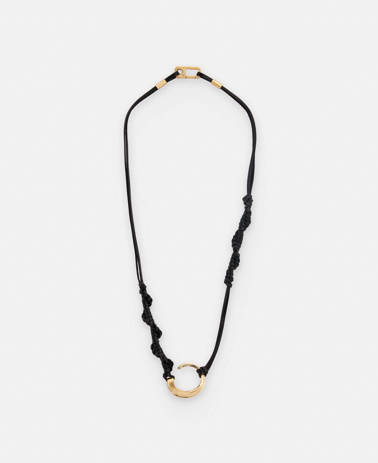 Metal pendant with braided leather image number 0